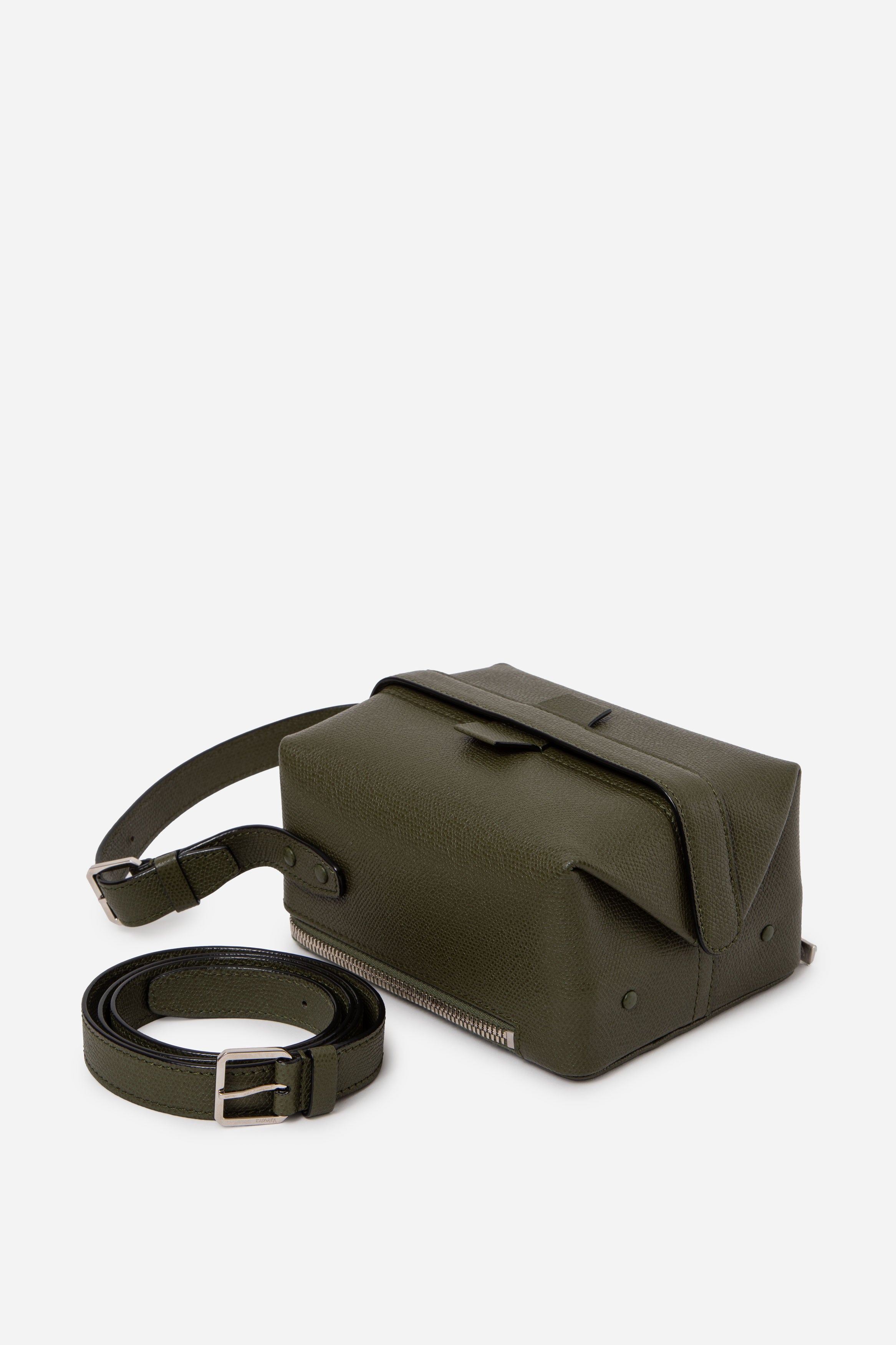 Valextra Calf Leather Tric Trac Bag With Strap Green