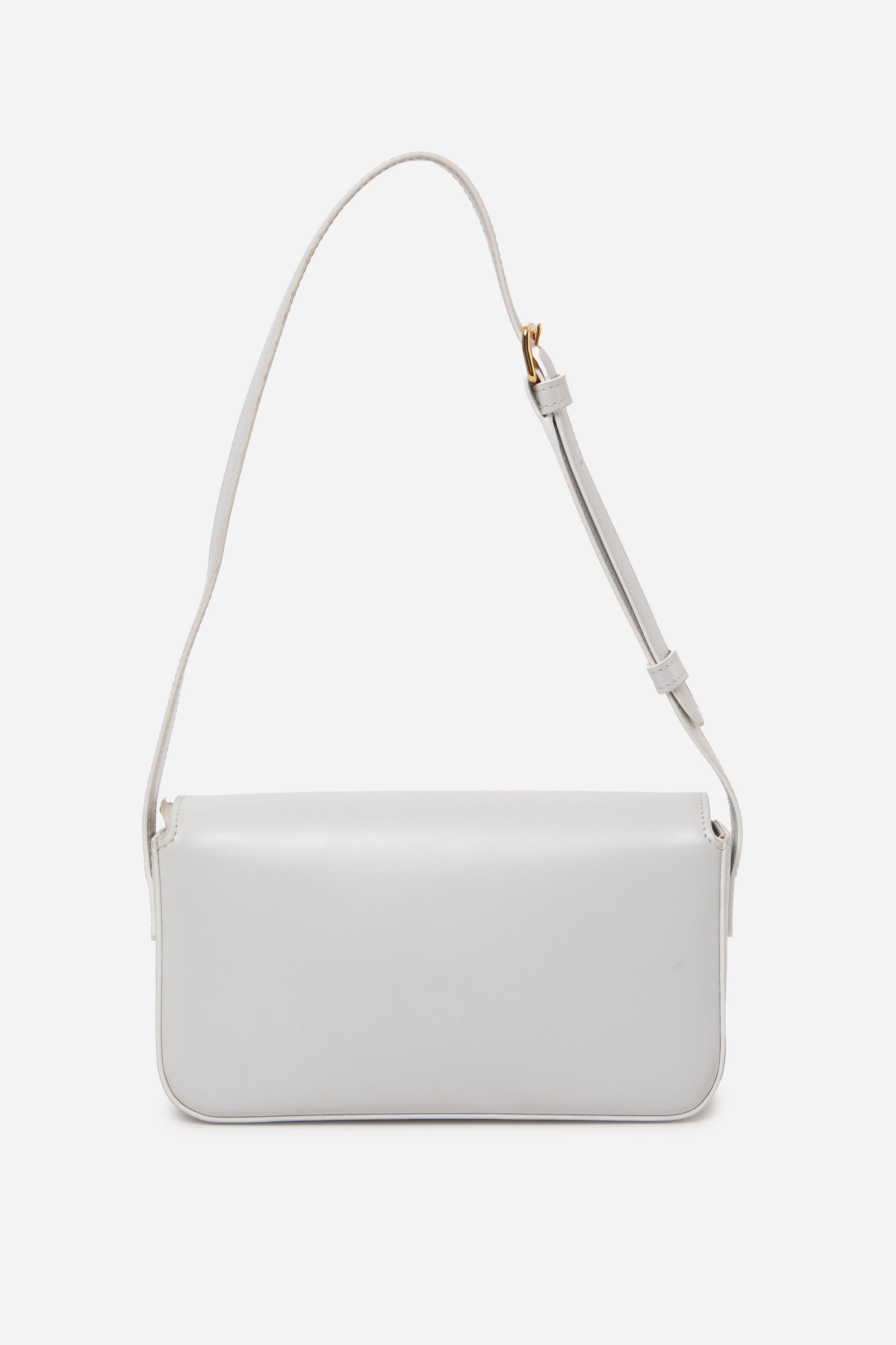 Celine 2023 White Shiny Calfskin Claude Shoulder Bag