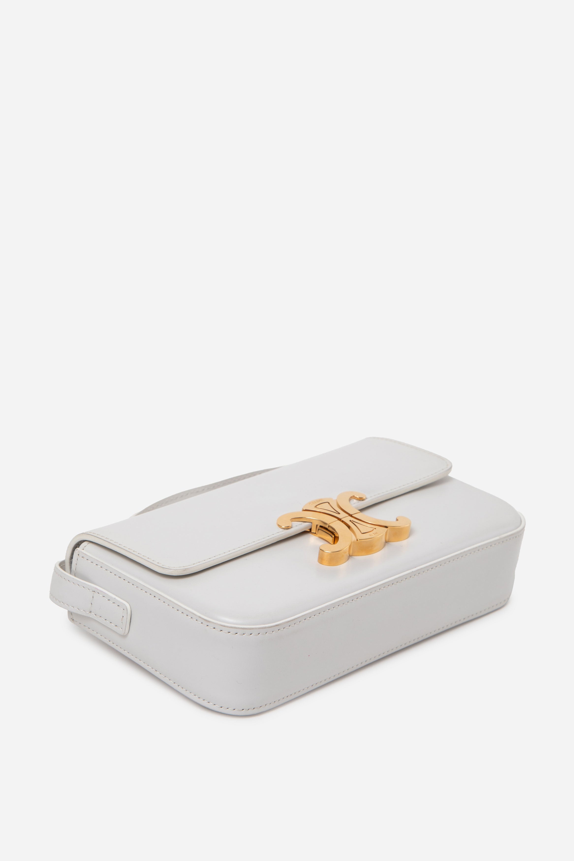 Celine 2023 White Shiny Calfskin Claude Shoulder Bag