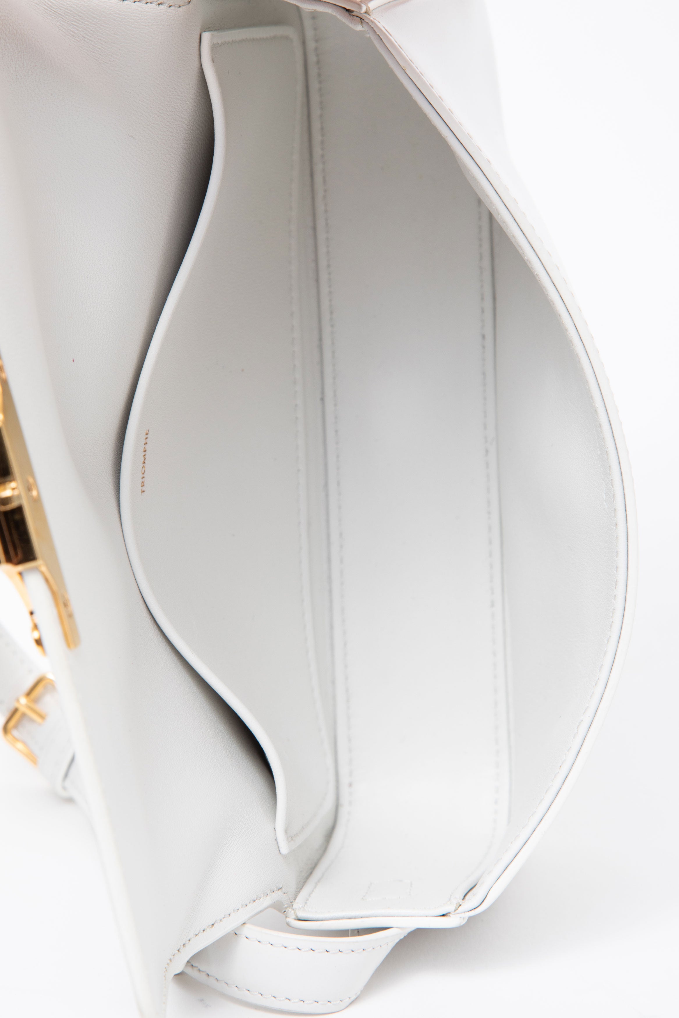 Celine 2023 White Shiny Calfskin Claude Shoulder Bag