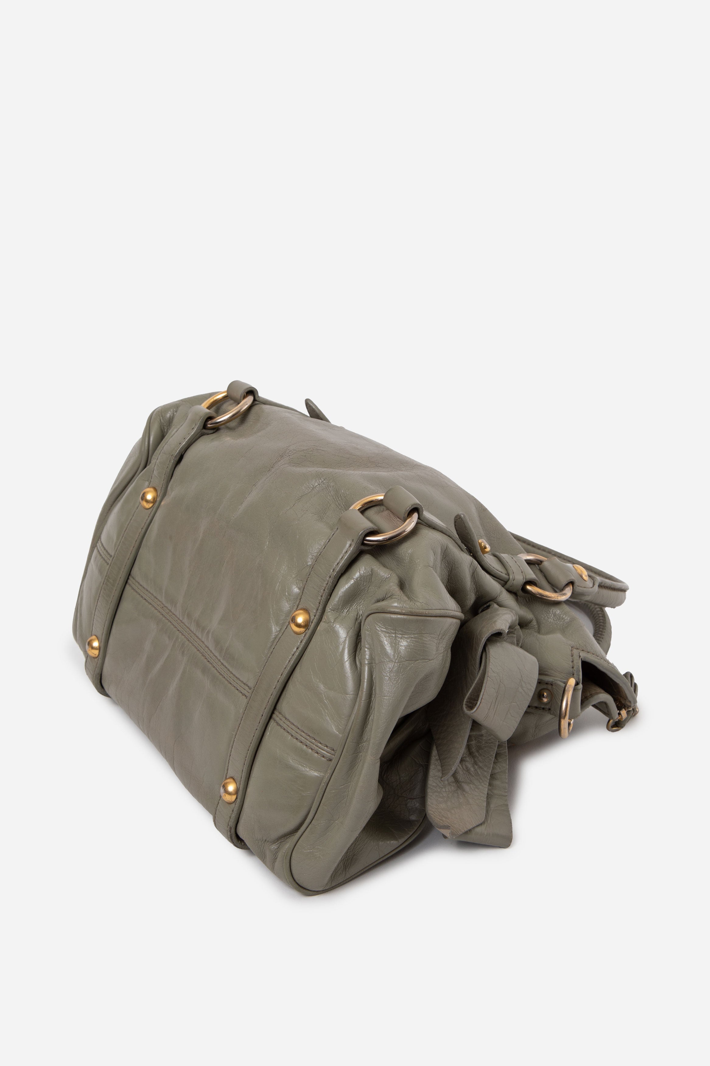 Miu Miu Vitello Lux Mini Bow Bag With Strap Green