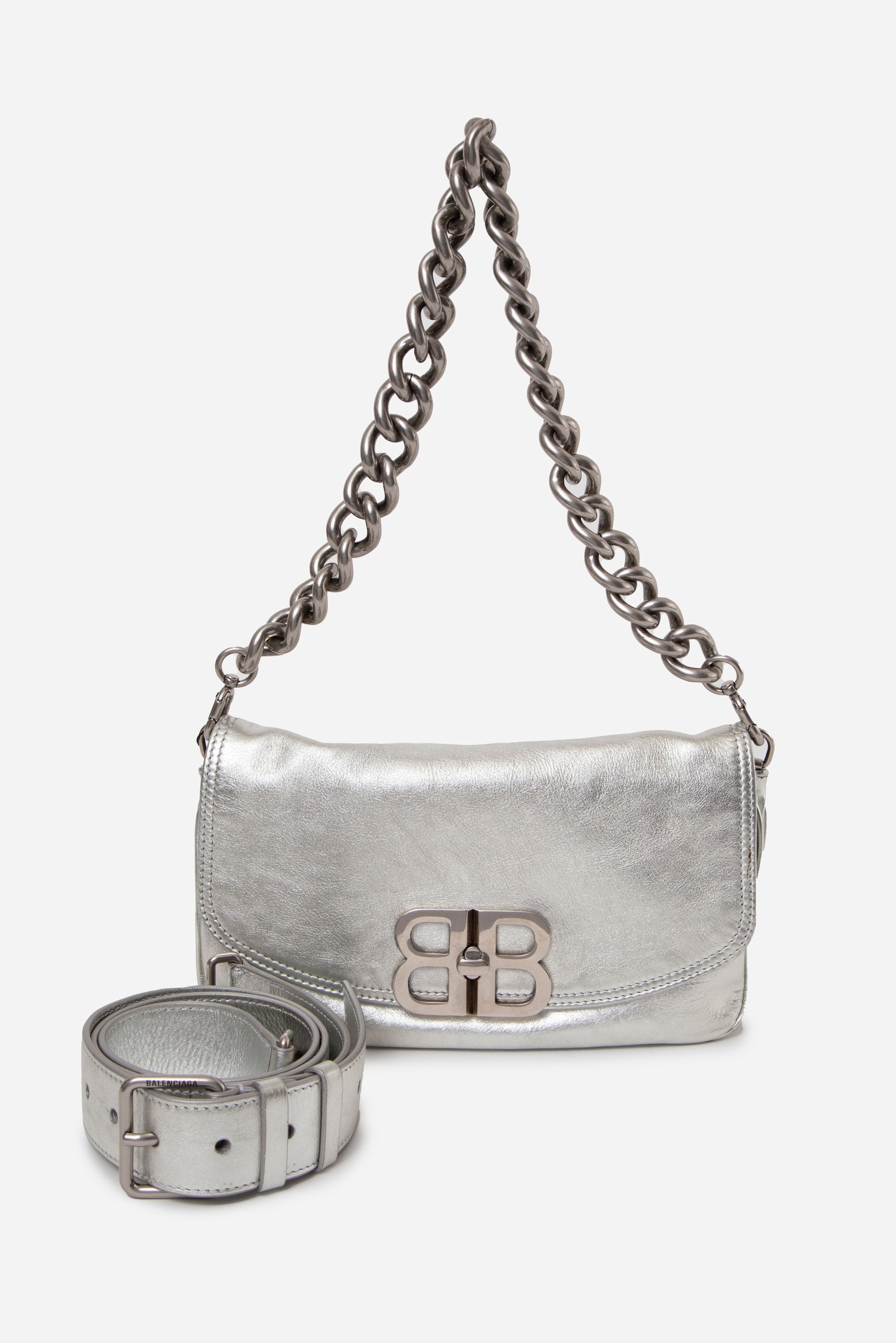 Balenciaga Metallic Peach Calfskin Small BB Soft Flap Bag