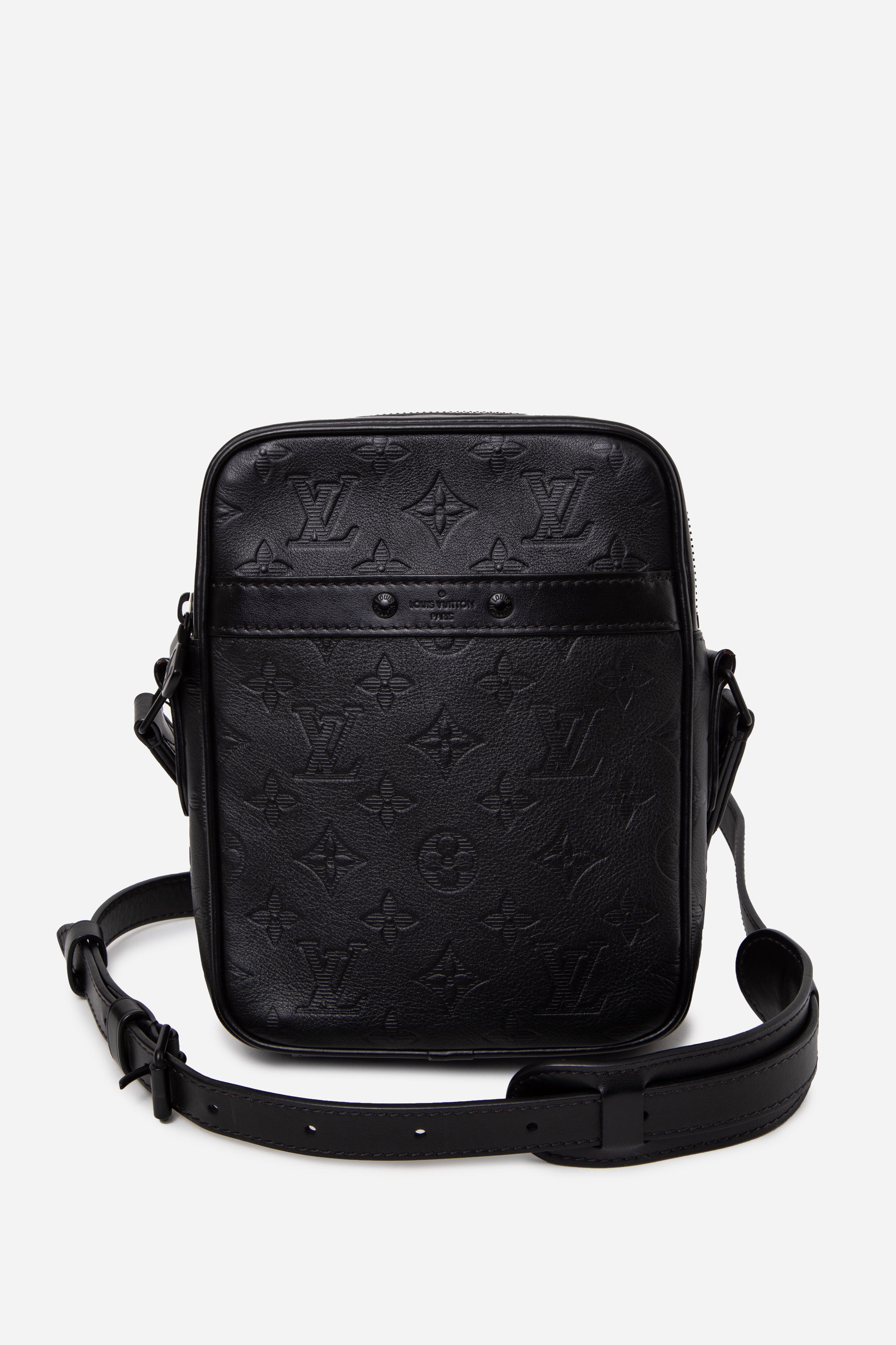 Louis Vuitton 2019 Calfskin Monogram Shadow Danube PM Crossbody Black