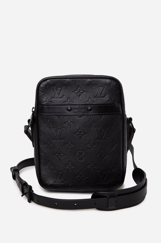 Louis Vuitton 2019 Calfskin Monogram Shadow Danube PM Crossbody Black