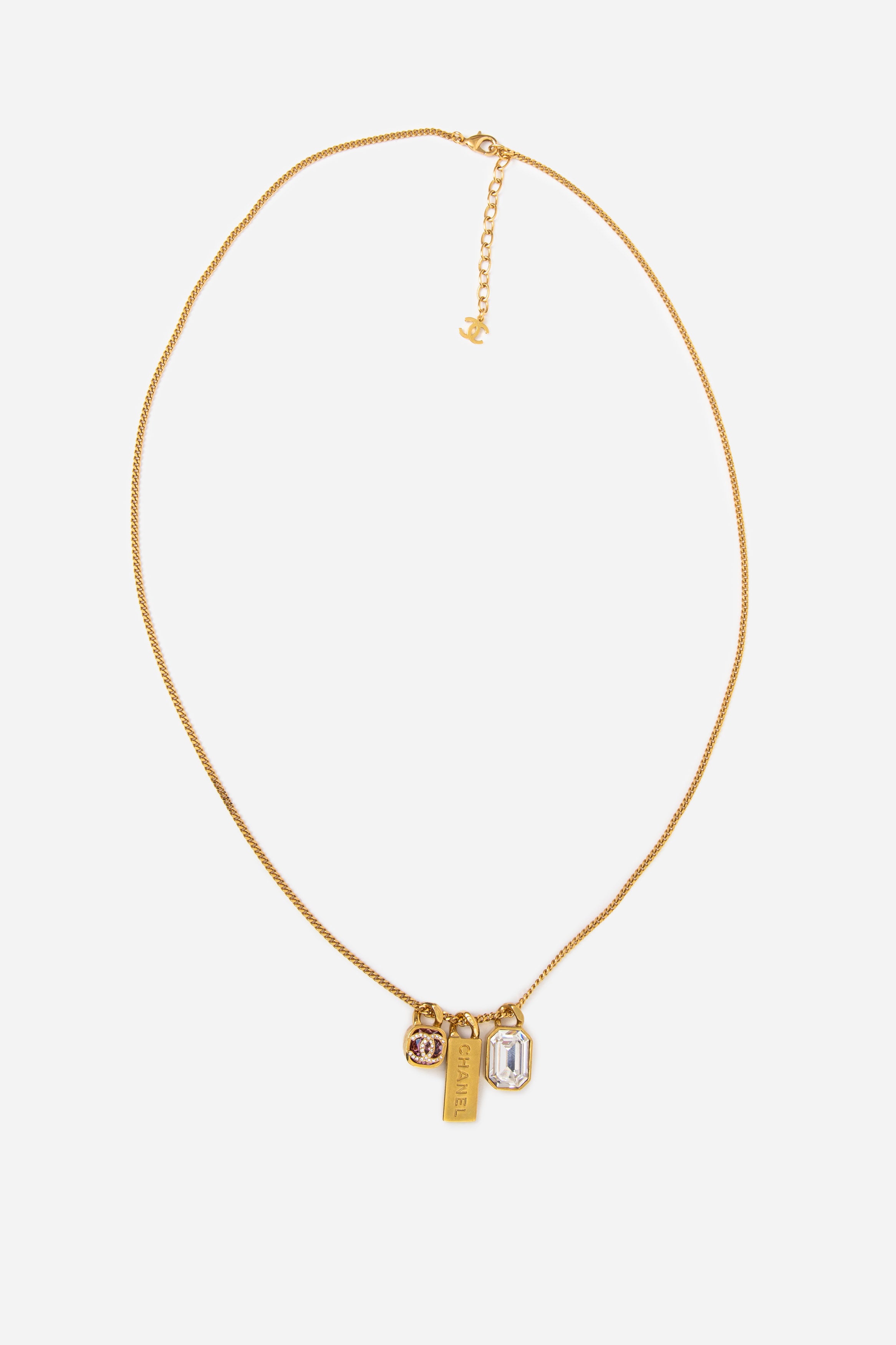 Pre-Owned Chanel Multi Charm Metal Strass Rhinestone Necklace