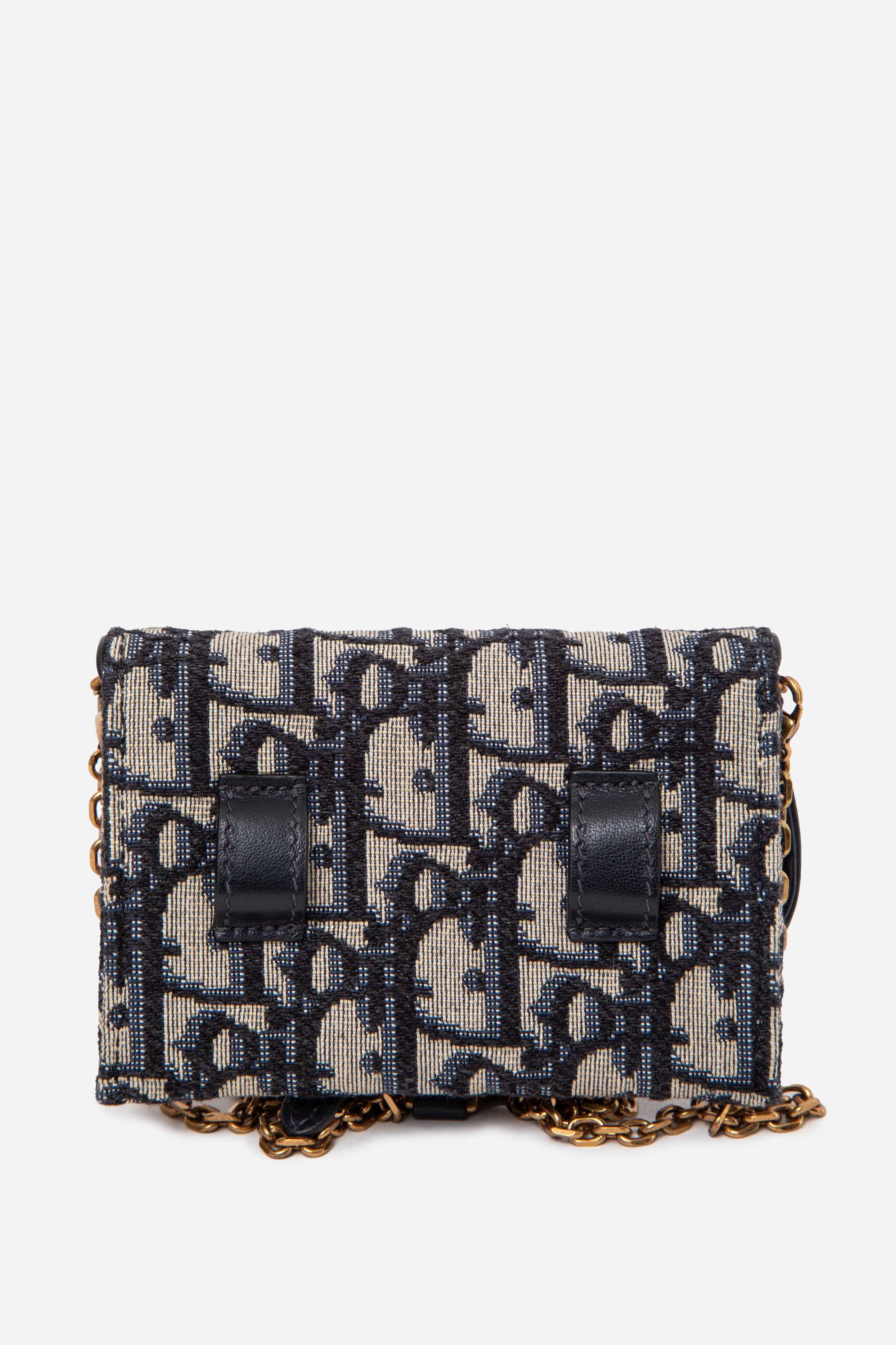 Christian Dior Oblique Nano Saddle Chain Pouch Blue