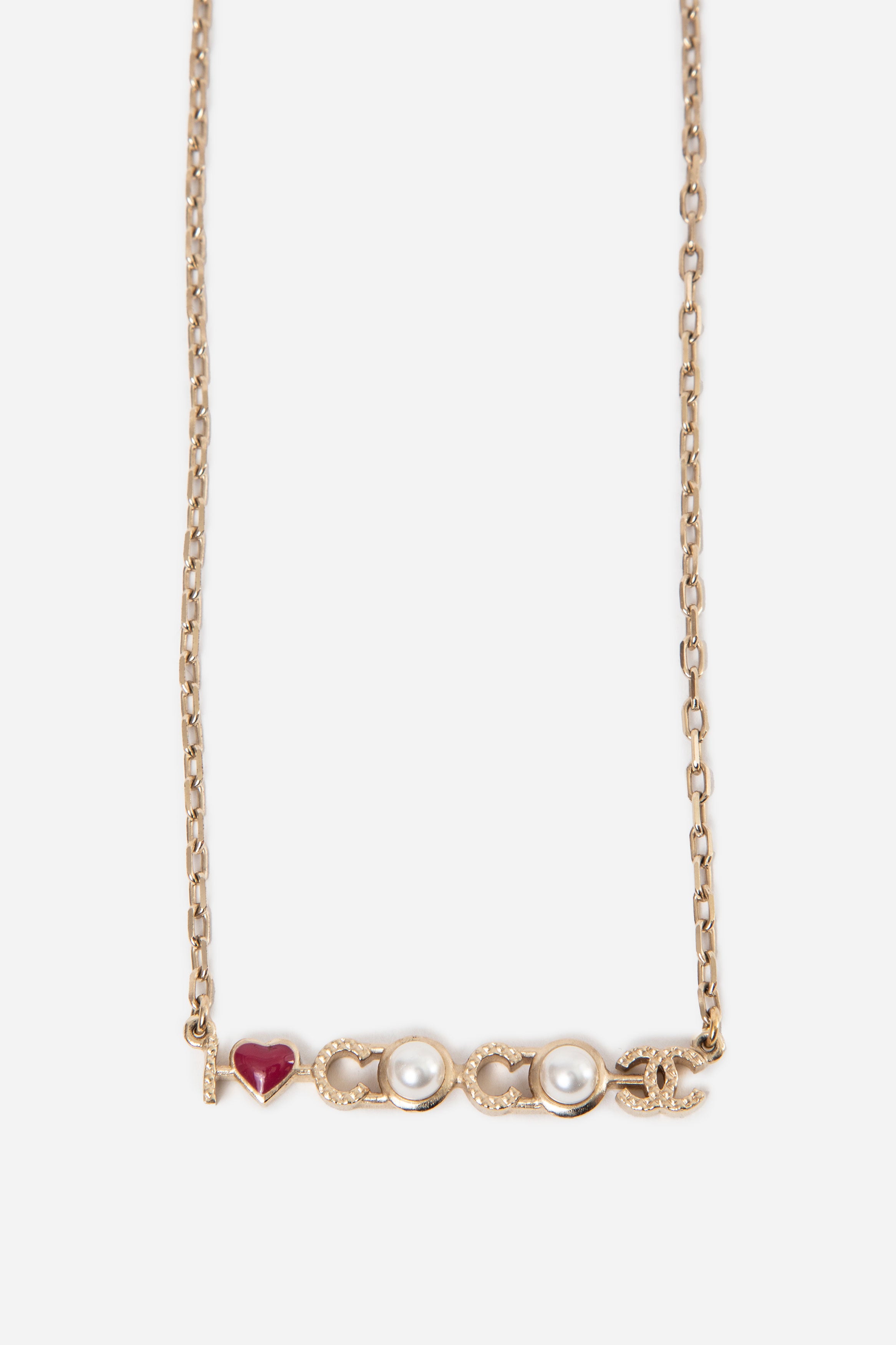 Pre-Owned Chanel “I Love COCO” Pearl & Enamel Necklace