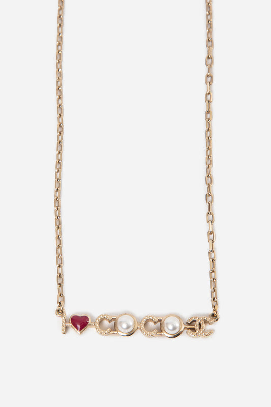 Pre-Owned Chanel “I Love COCO” Pearl & Enamel Necklace
