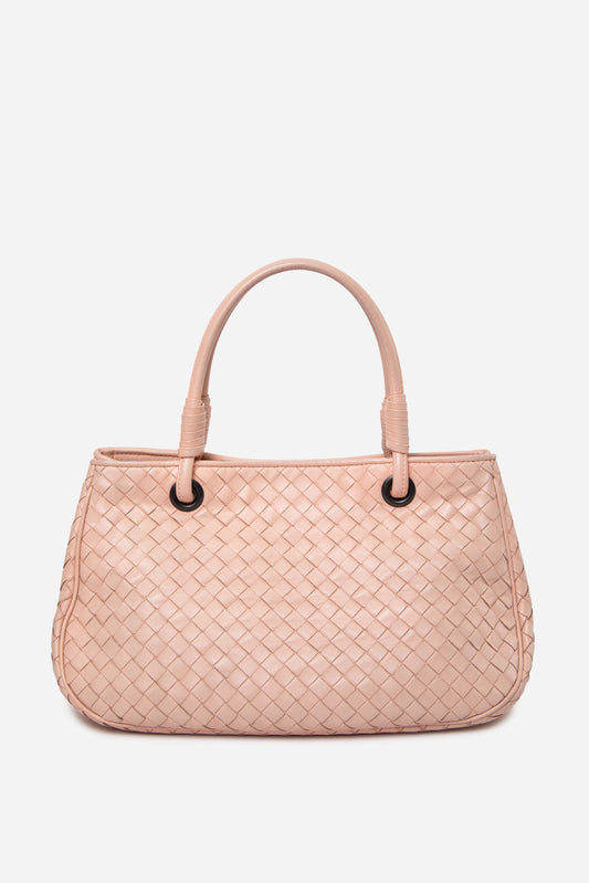 Bottega Veneta Leather Small Intrecciato Shoulder Bag Pink
