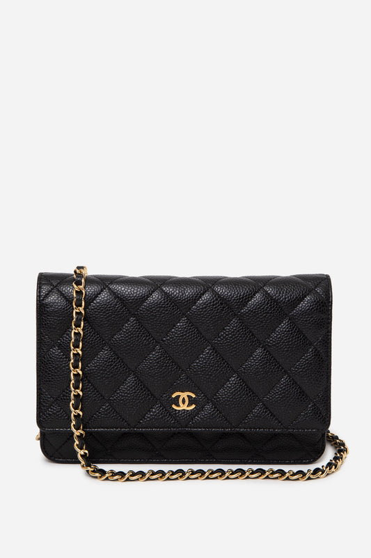 Pre-Owned Chanel 2014 Caviar Wallet On Chain Black