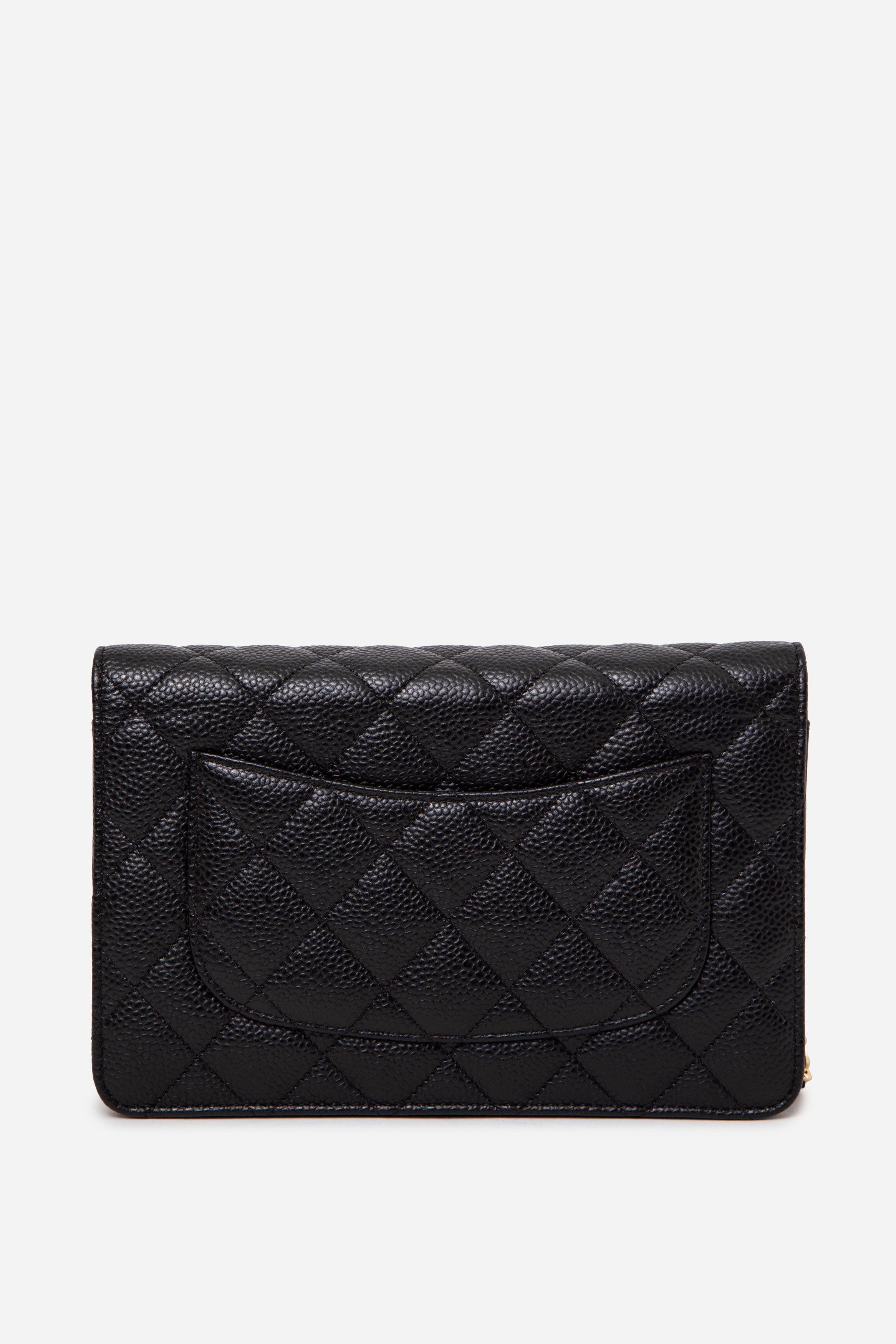 Pre-Owned Chanel 2014 Caviar Wallet On Chain Black