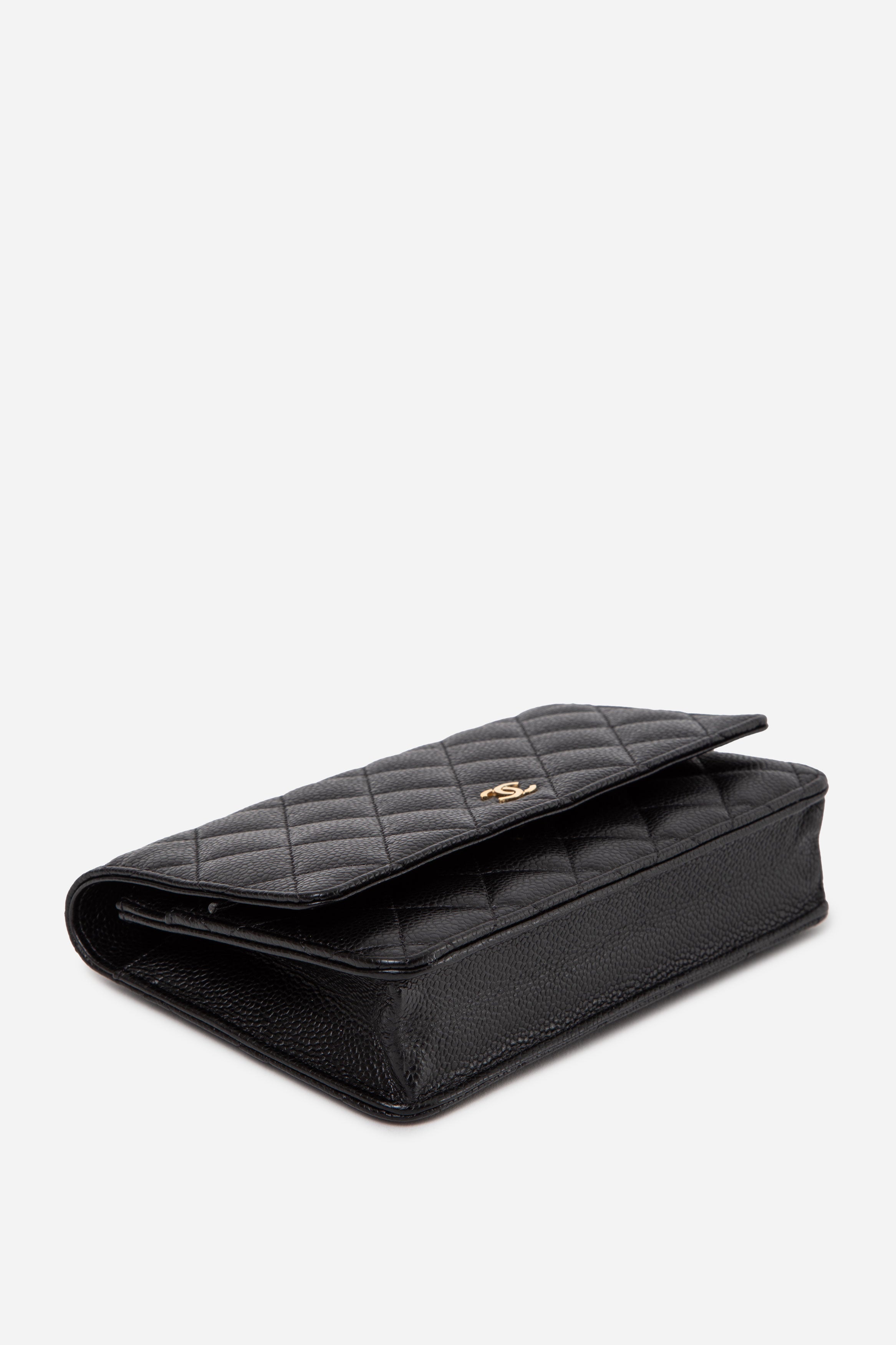 Pre-Owned Chanel 2014 Caviar Wallet On Chain Black