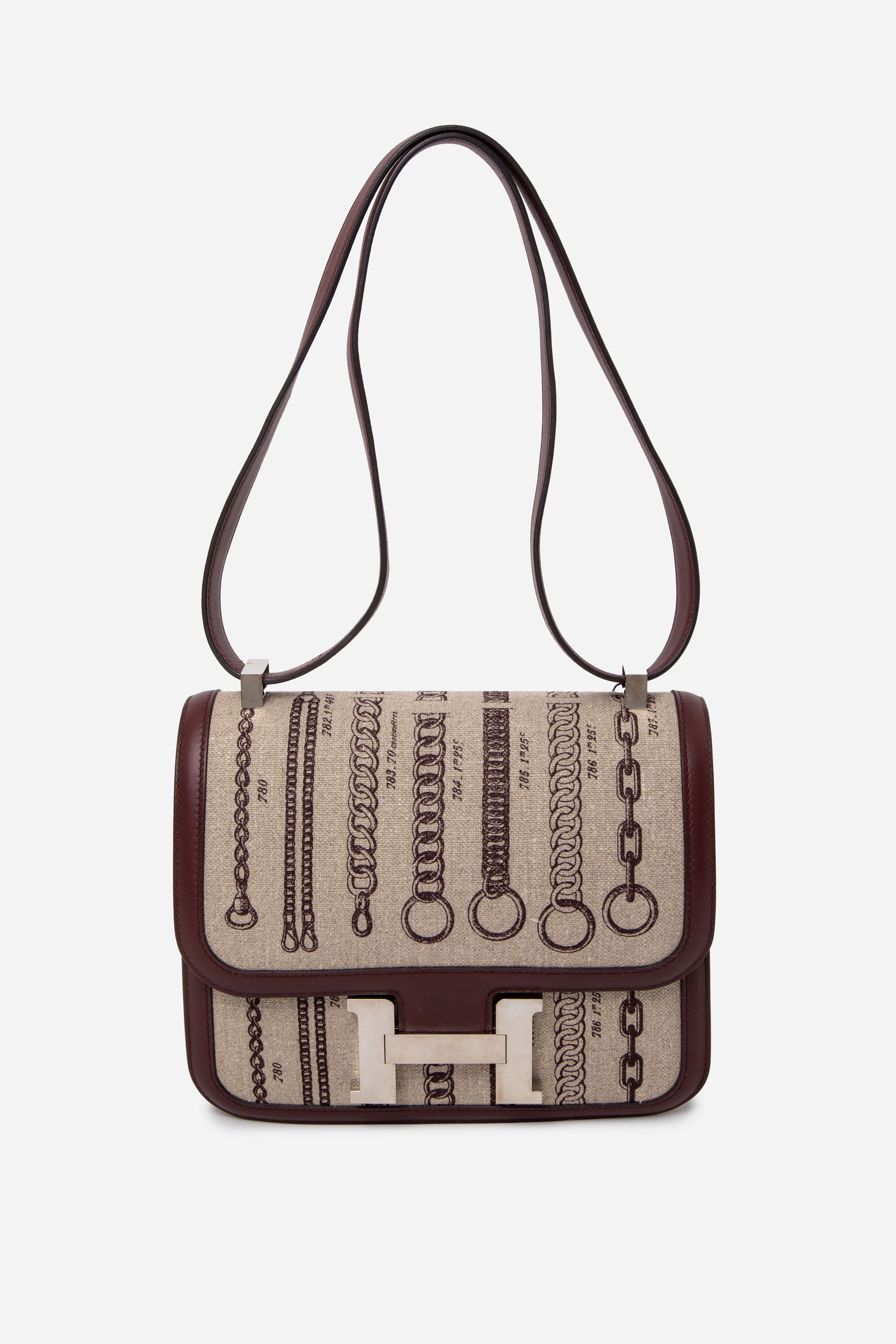 Hermes Swift Toile Dechainee Constance 24 Bordeaux PHW