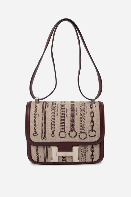 Hermes Swift Toile Dechainee Constance 24 Bordeaux PHW