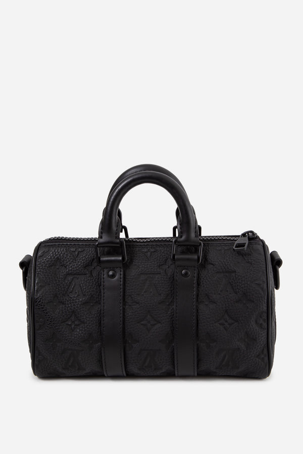 Louis Vuitton 2024 Black Leather Monogram Taurillon Keepall Bandouliere 25 Handbag