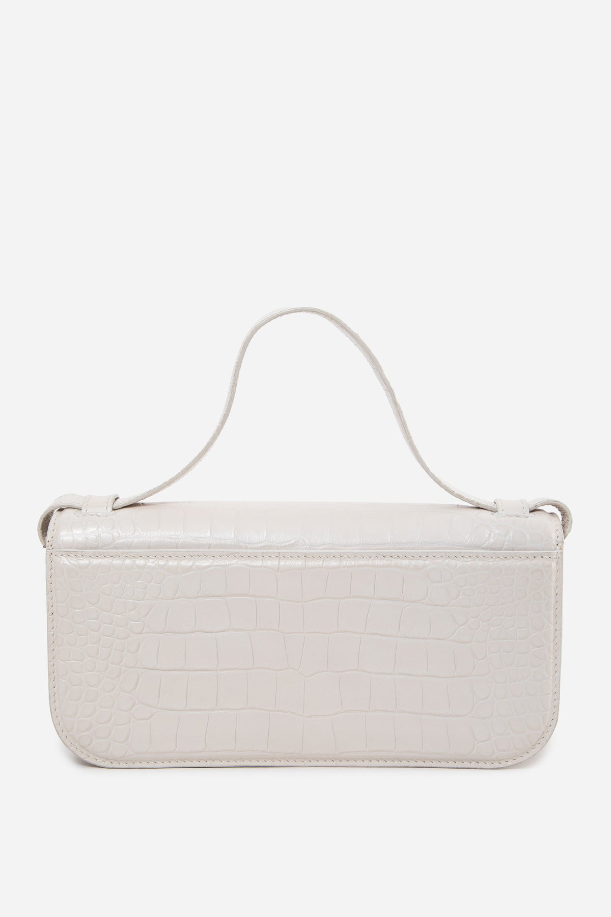 Balenciaga White Calfskin Crocodile Embossed Gossip Shoulder Bag