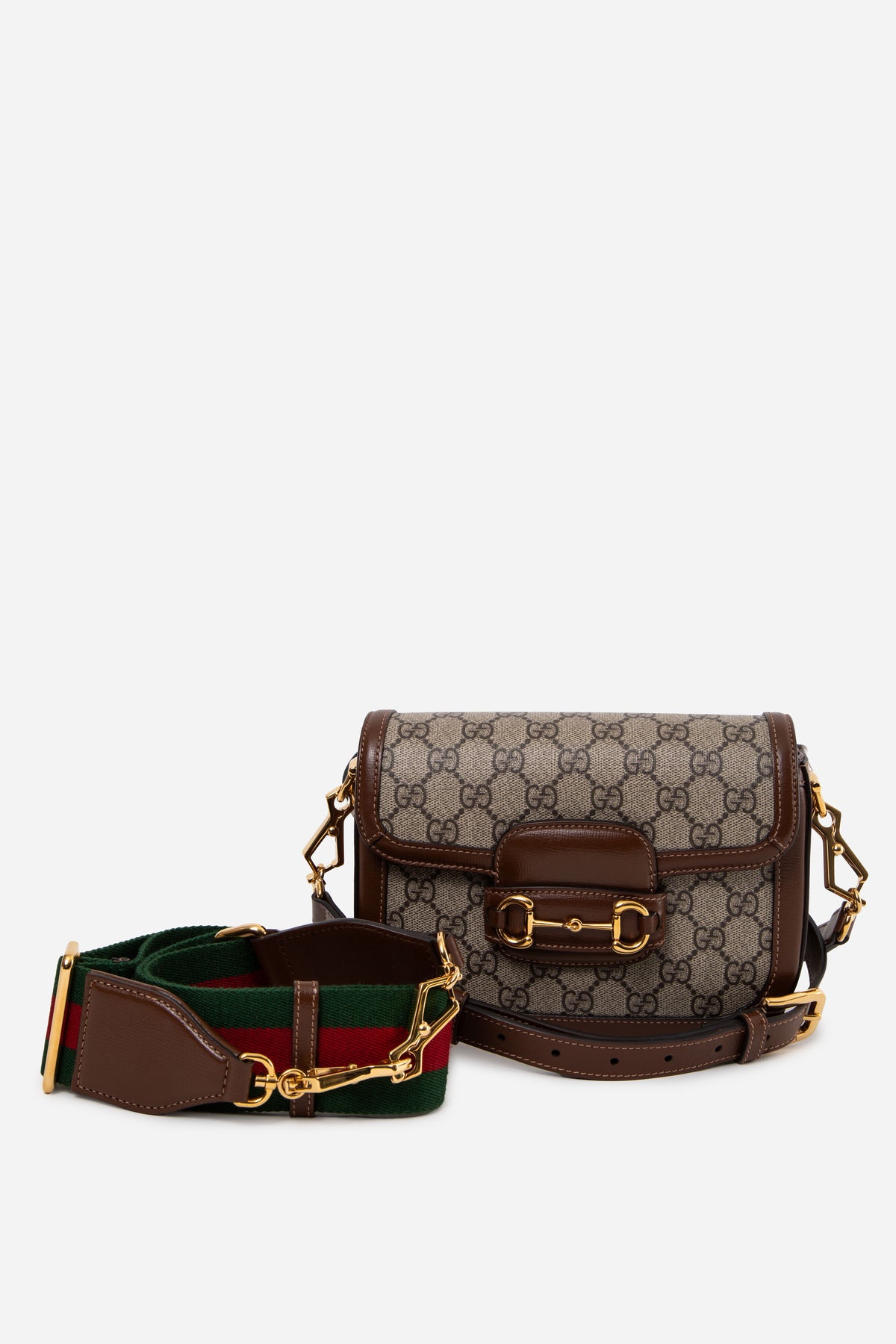 Gucci GG Supreme Monogram Web Small Horsebit 1955 Shoulder Bag