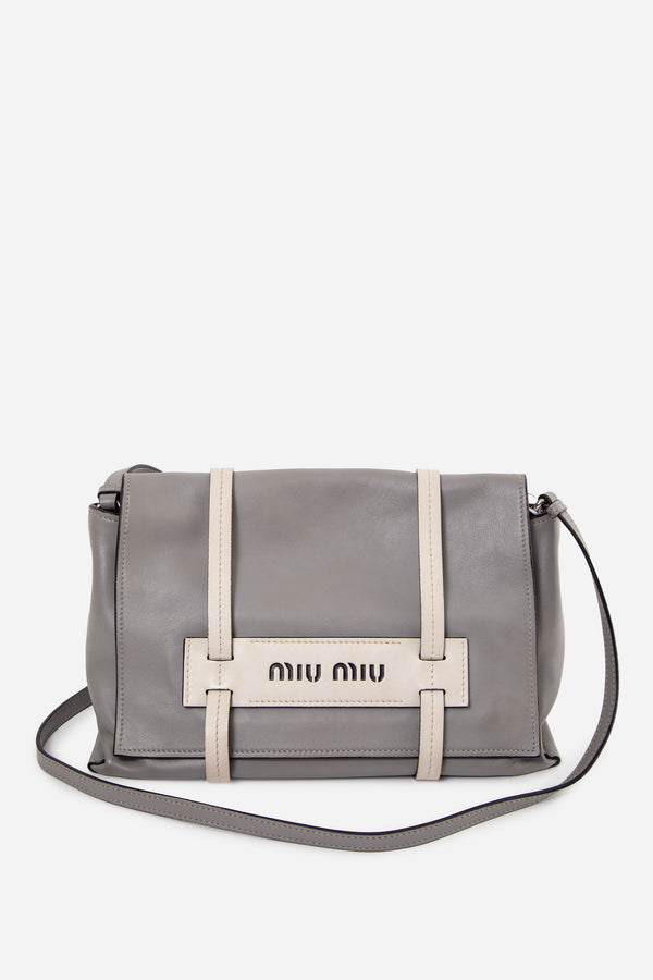 Miu Miu Grey Leather Grace Lux Shoulder Bag