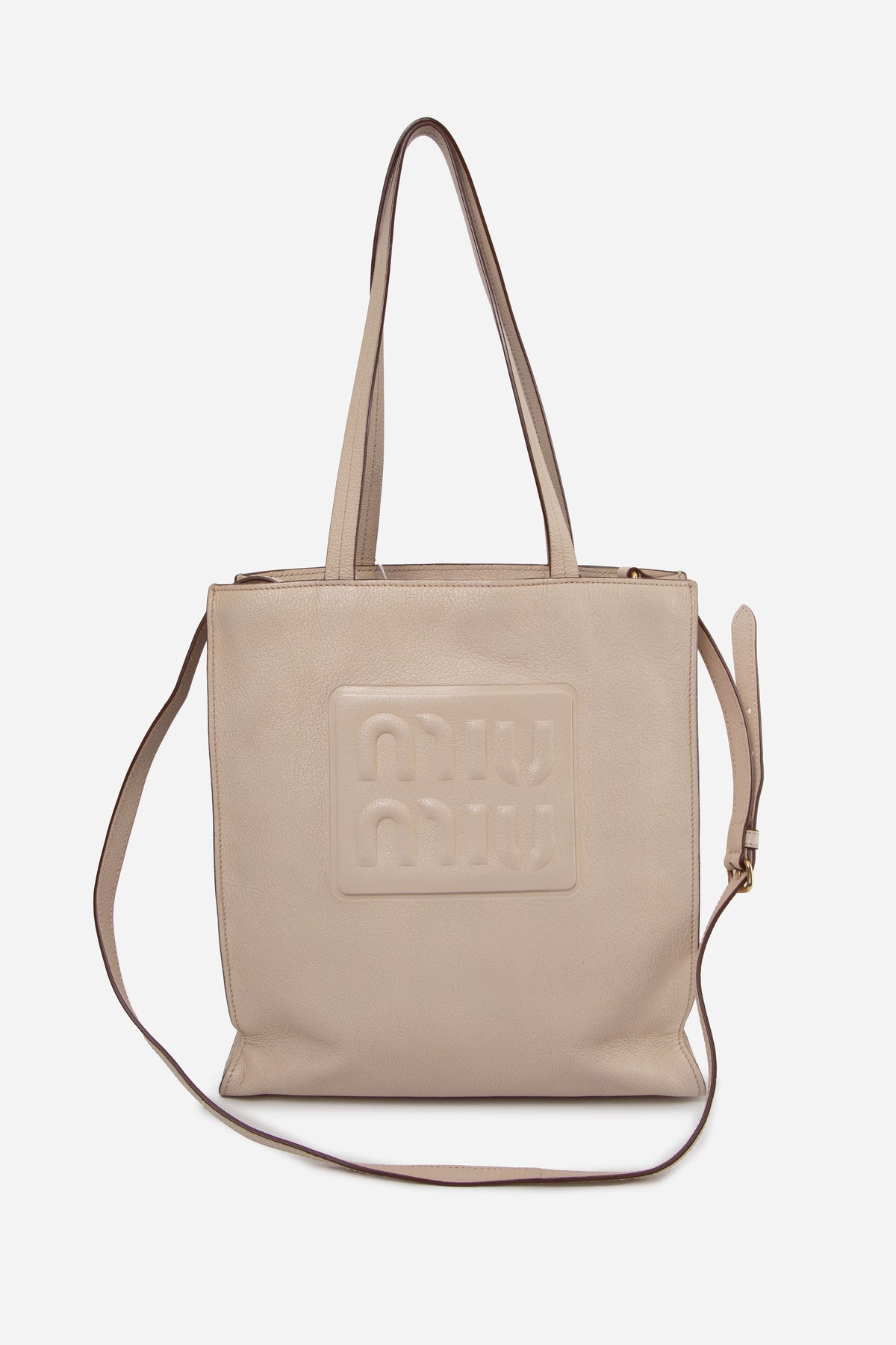 Miu Miu White Calfskin Madras Tote bag With Strap