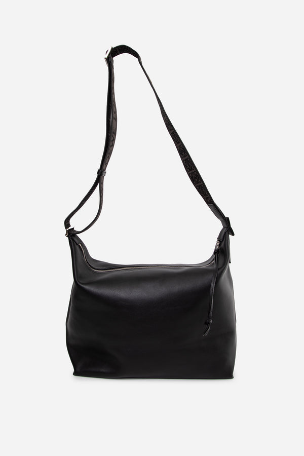 Loewe 2022 Black Smooth Calfskin Jacquard Medium Cubi Crossbody Bag