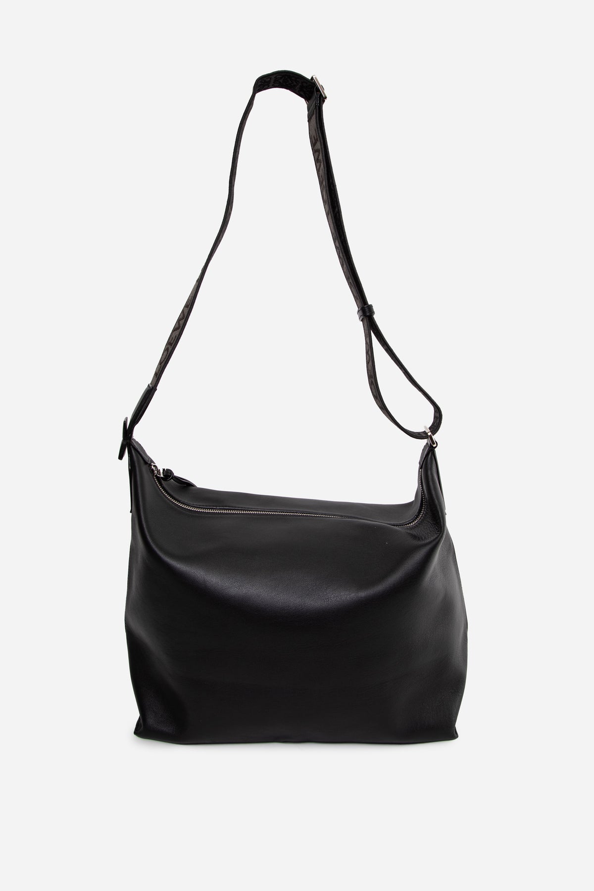 Loewe 2022 Black Smooth Calfskin Jacquard Medium Cubi Crossbody Bag