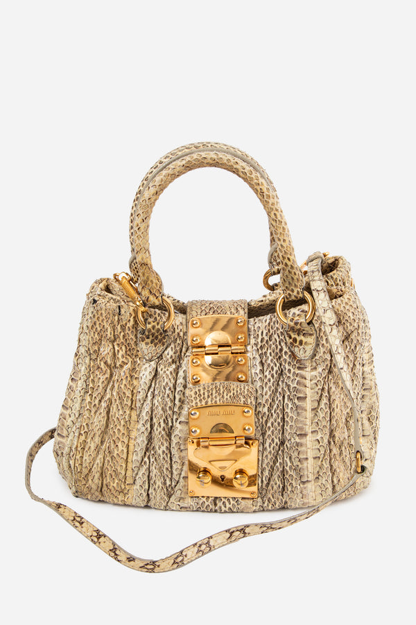 Miu Miu Python Matelasse Top Handle bag With Strap