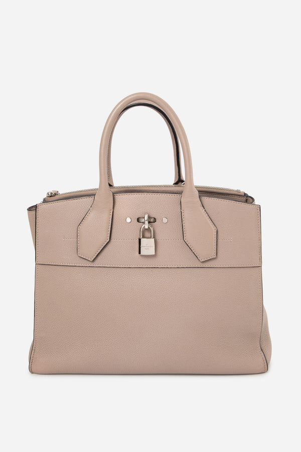 Louis Vuitton 2016 Grey Taurillon City Steamer MM Handbag