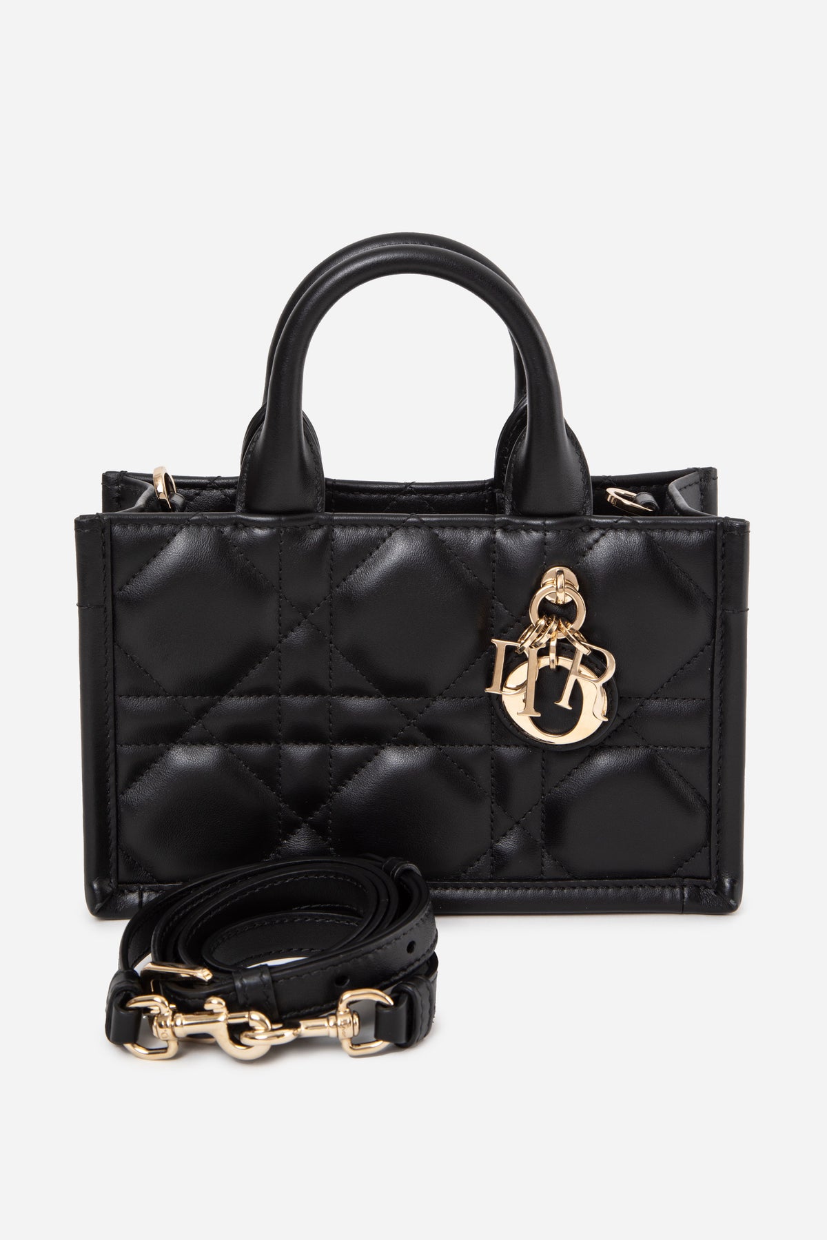 Christian Dior Black Macrocannage Calfskin Mini Dior Book Tote