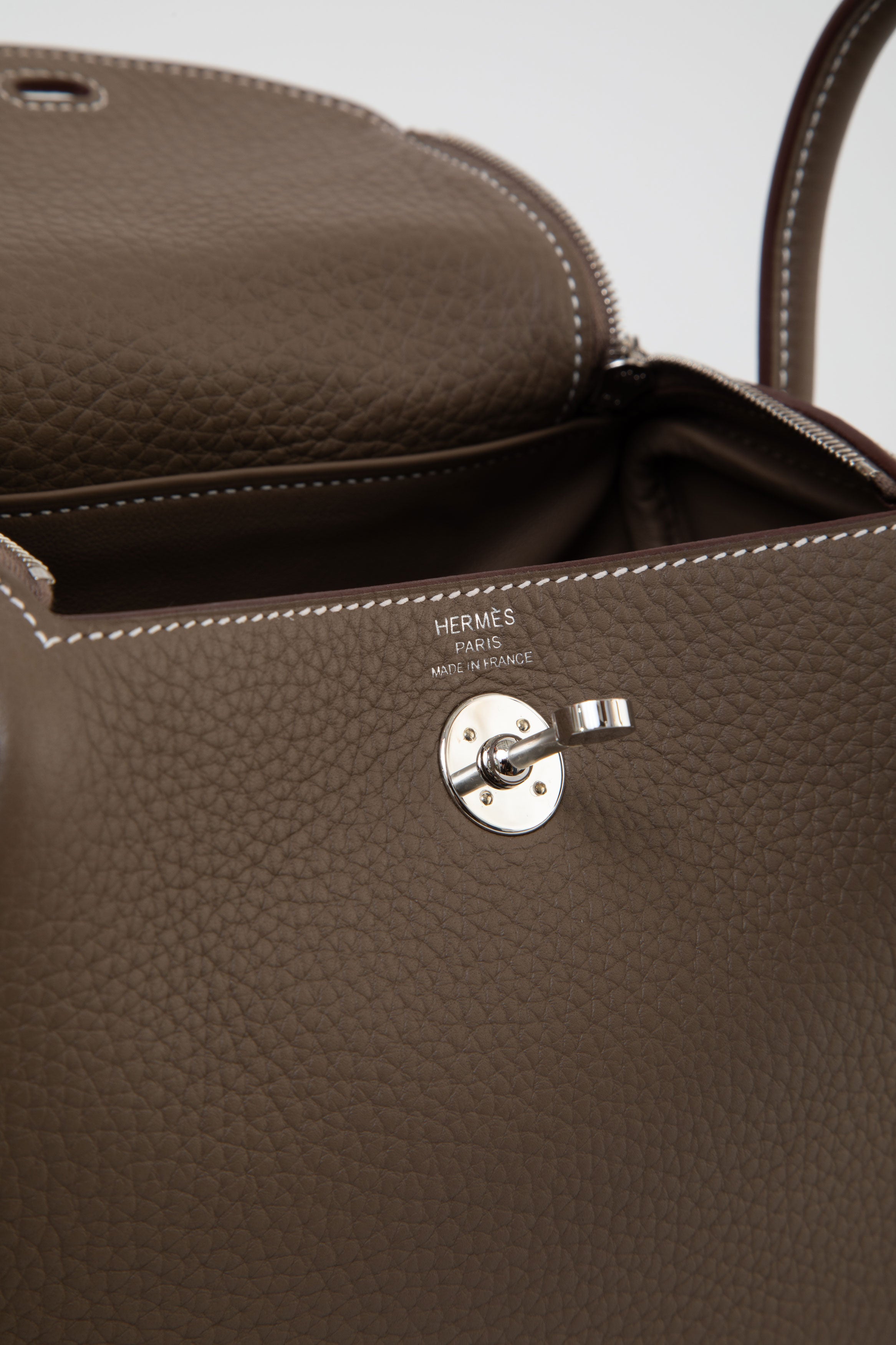 Hermès 2024 Etoupe Clemence Leather Mini Lindy