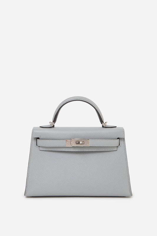 Hermes 2018 Blue Glacier Epsom Leather Mini Kelly