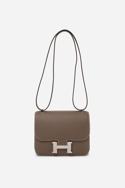 Hermès 2023 Etoupe Epsom Leather Constance 18 PHW