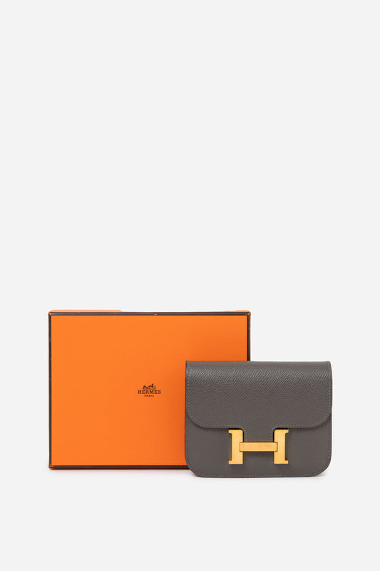 Hermès 2022 Etain Epsom Leather Constance Slim Wallet