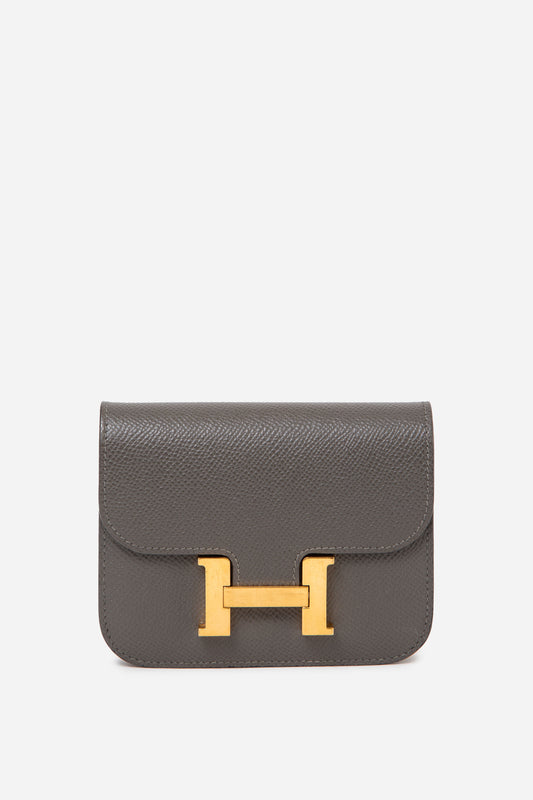 Hermès 2022 Etain Epsom Leather Constance Slim Wallet