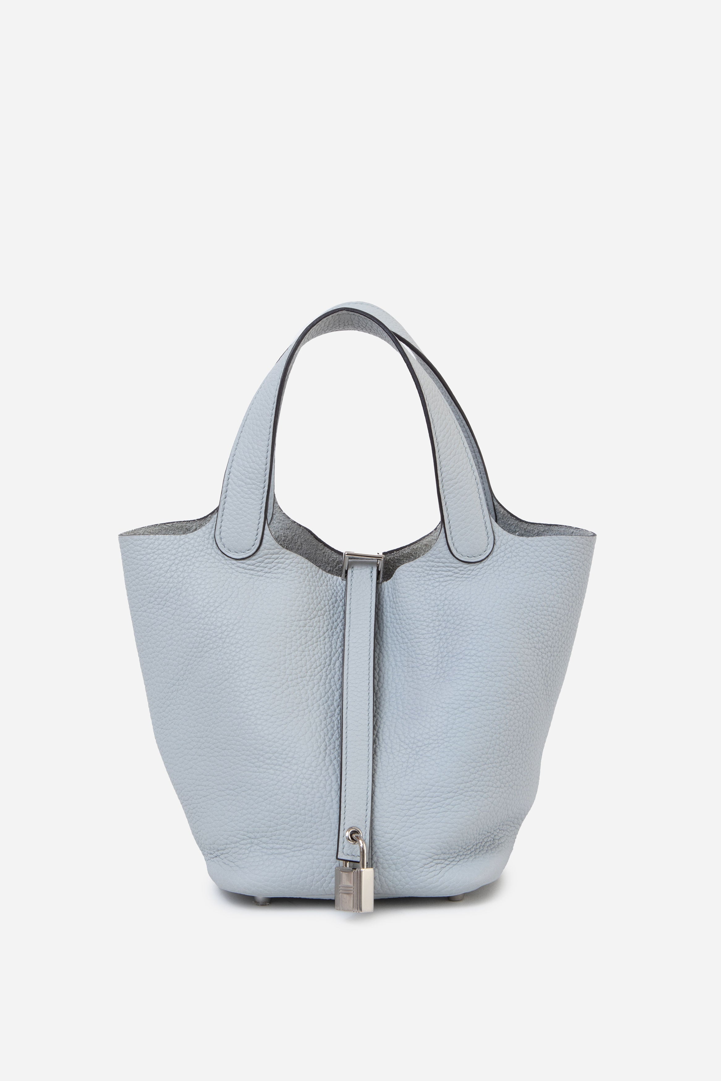 Hermès 2021 Blue Pale Clemence Leather Picotin 18