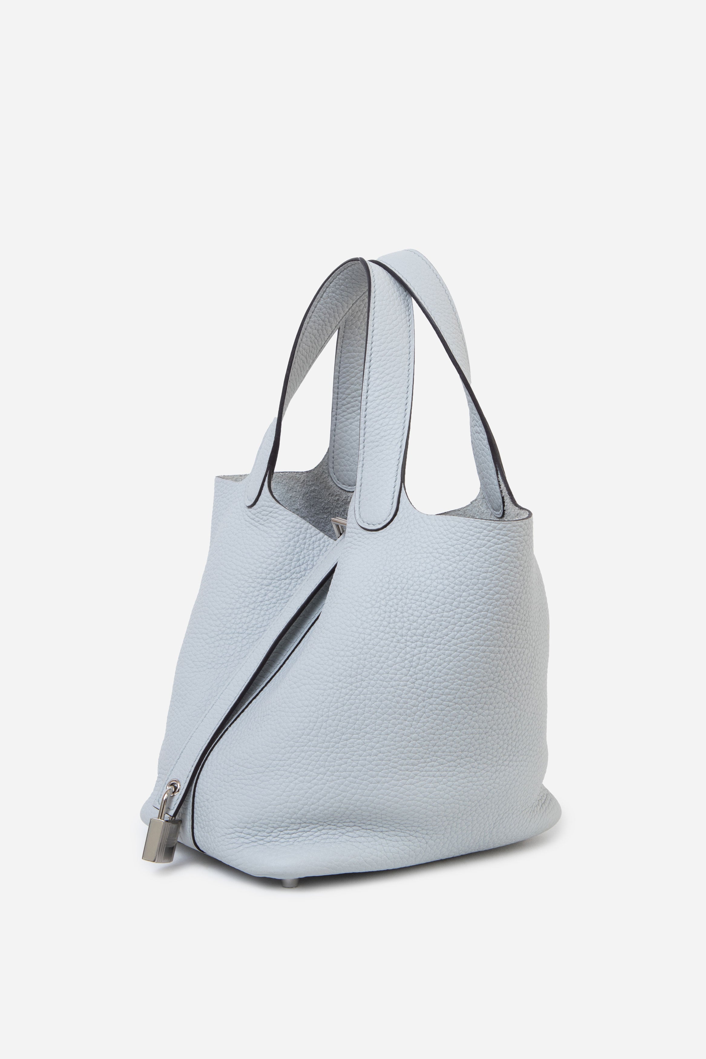 Hermès 2021 Blue Pale Clemence Leather Picotin 18