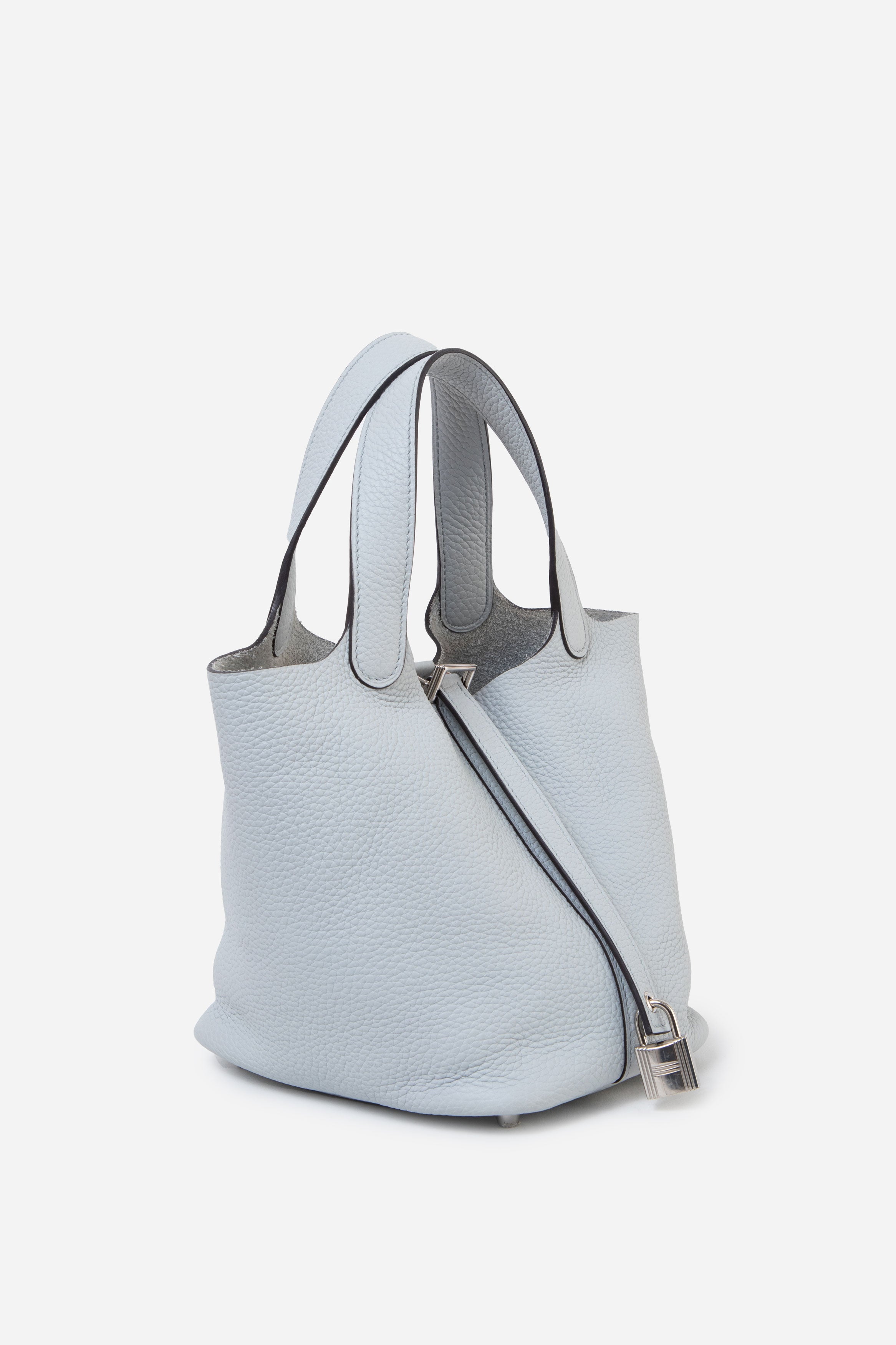 Hermès 2021 Blue Pale Clemence Leather Picotin 18