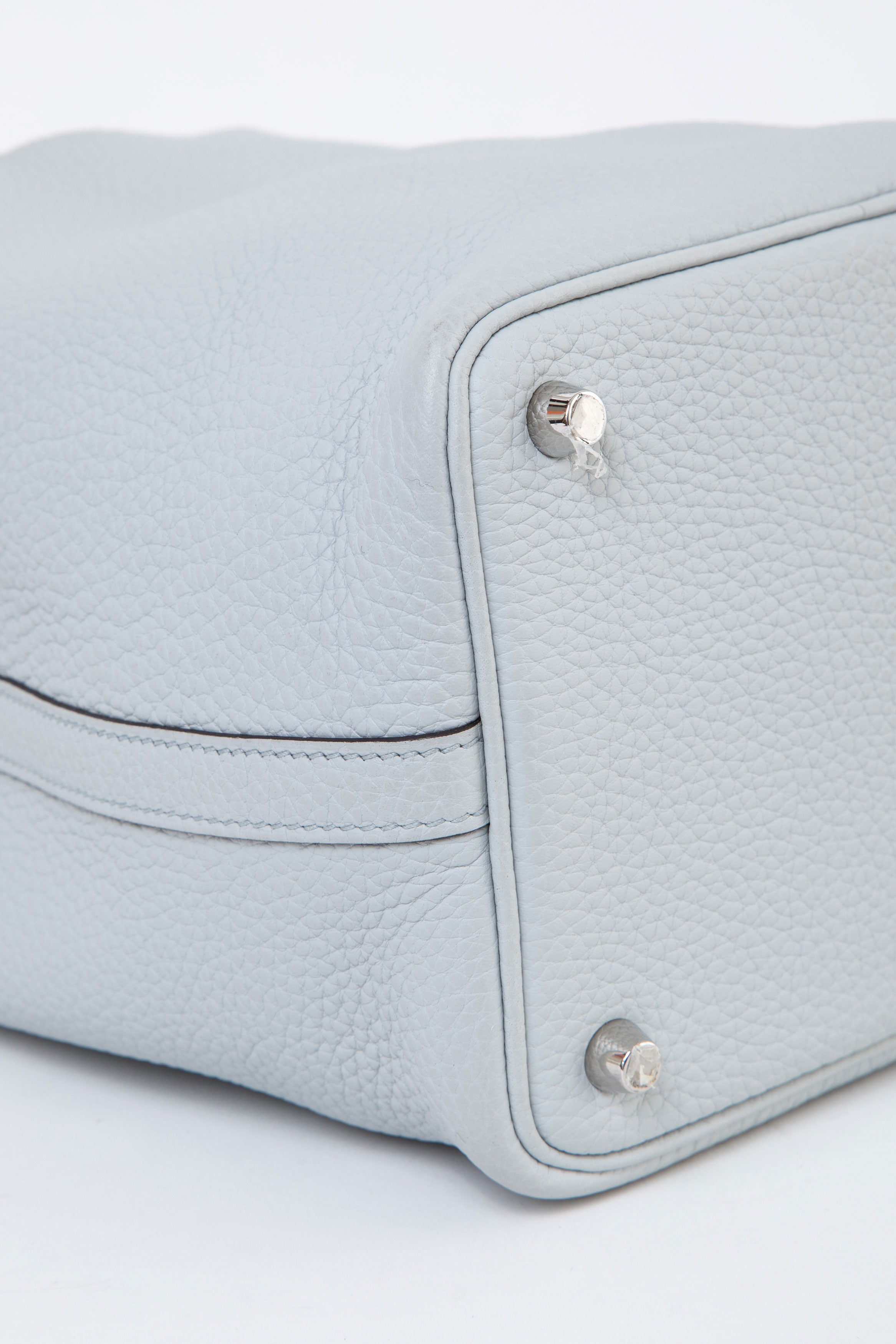 Hermès 2021 Blue Pale Clemence Leather Picotin 18