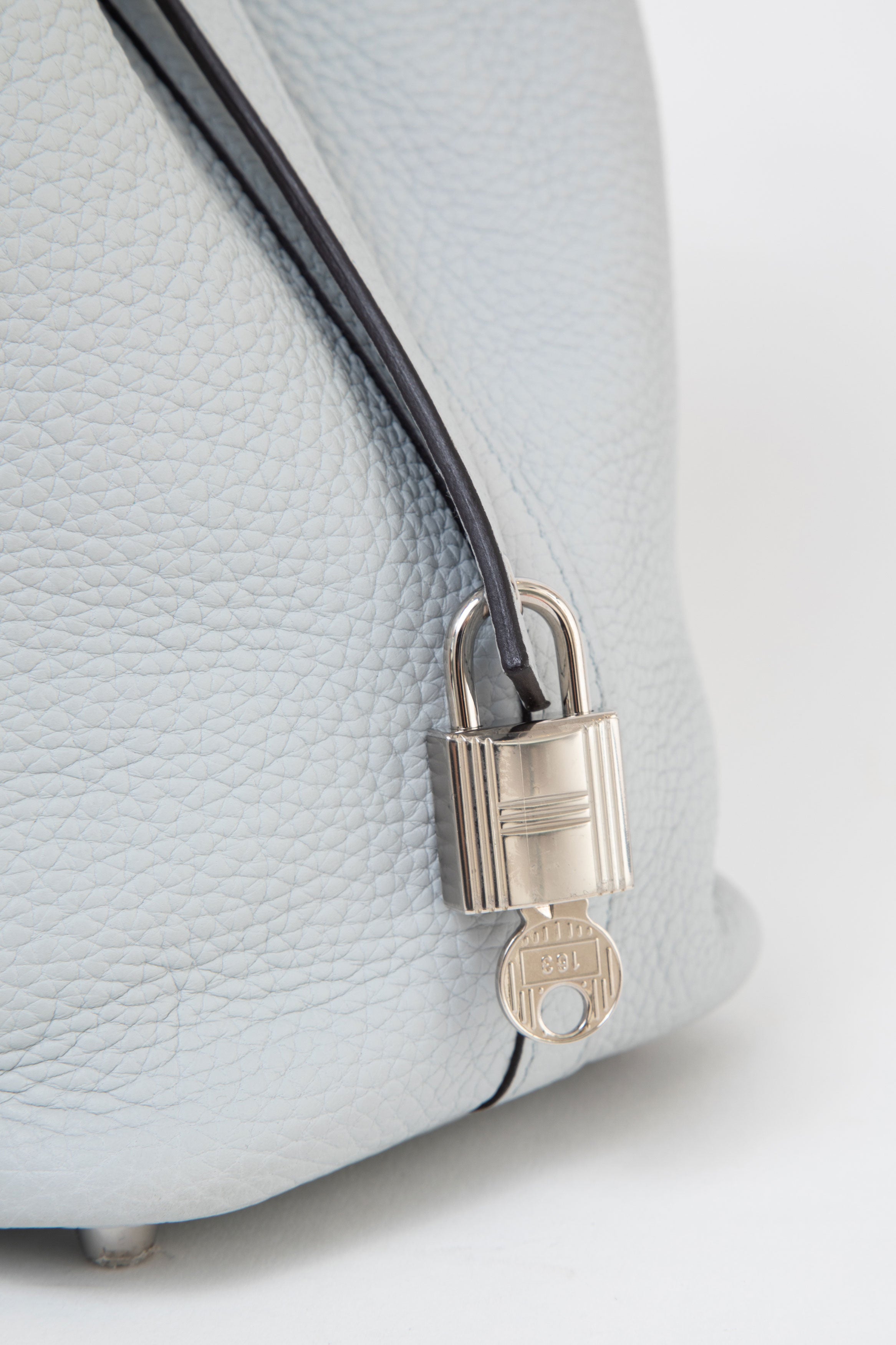 Hermès 2021 Blue Pale Clemence Leather Picotin 18
