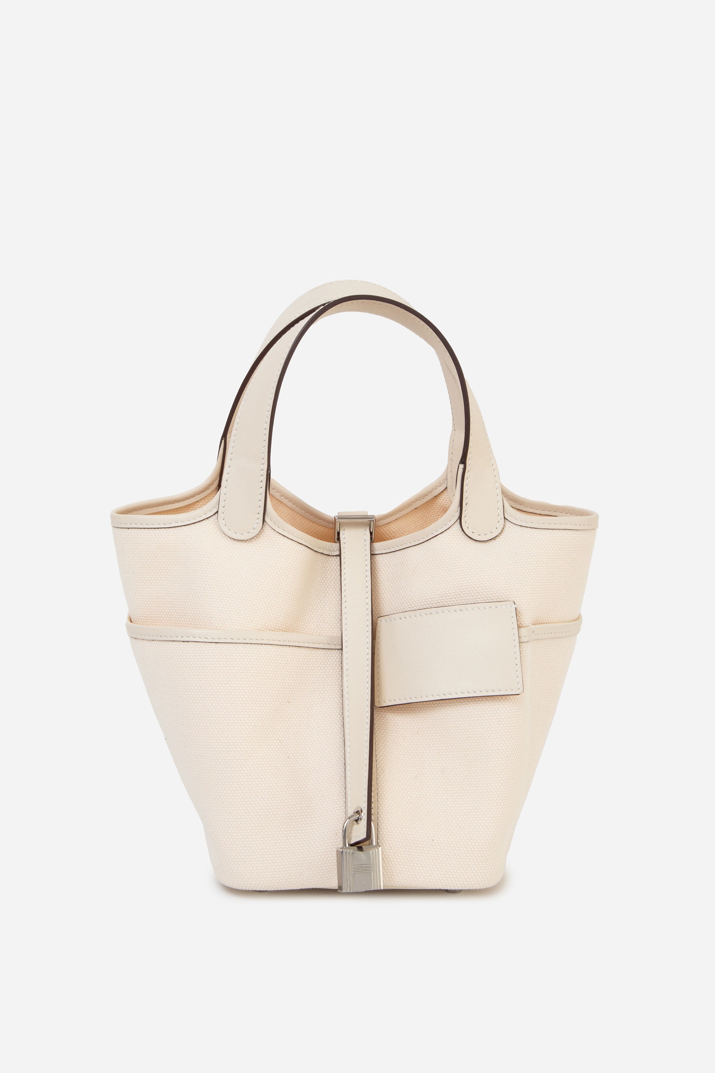 Hermes 2022 White Canvas PHW Picotin Cargo Lock 18