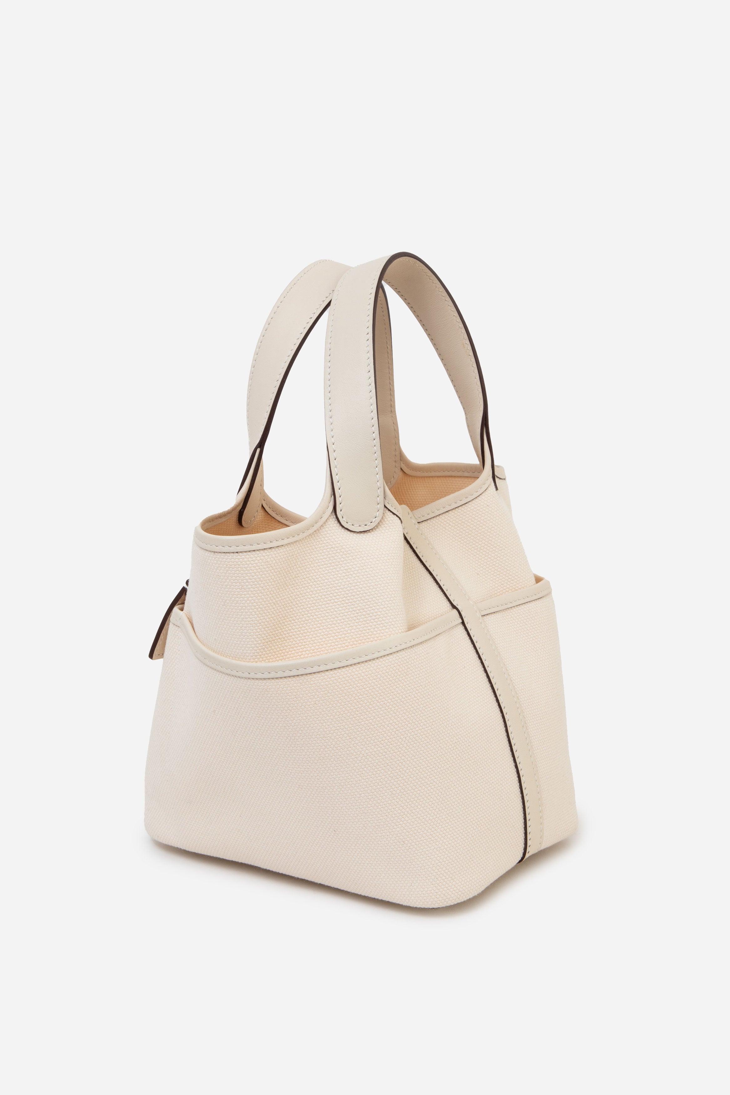 Hermes 2022 White Canvas PHW Picotin Cargo Lock 18