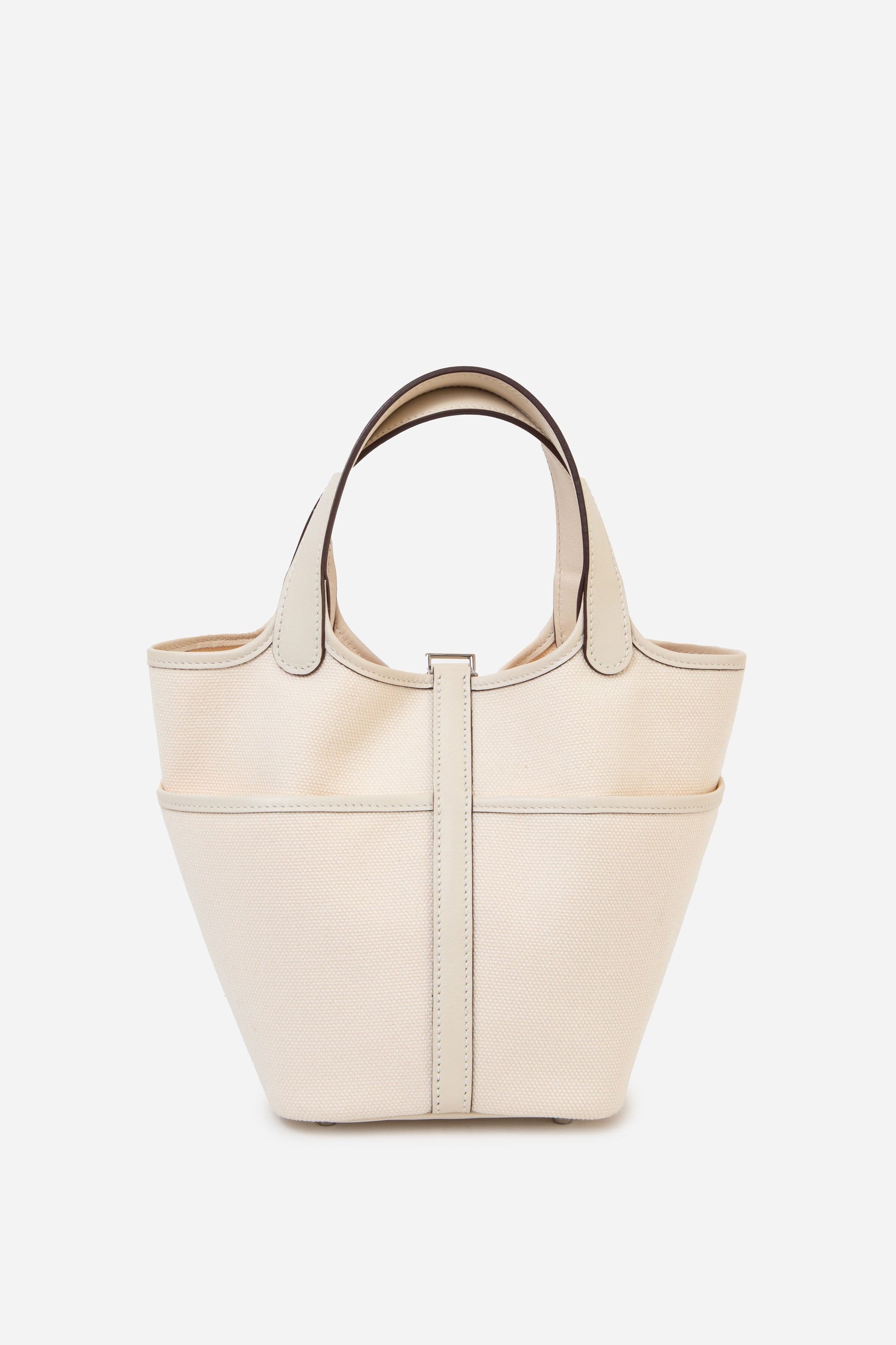 Hermes 2022 White Canvas PHW Picotin Cargo Lock 18