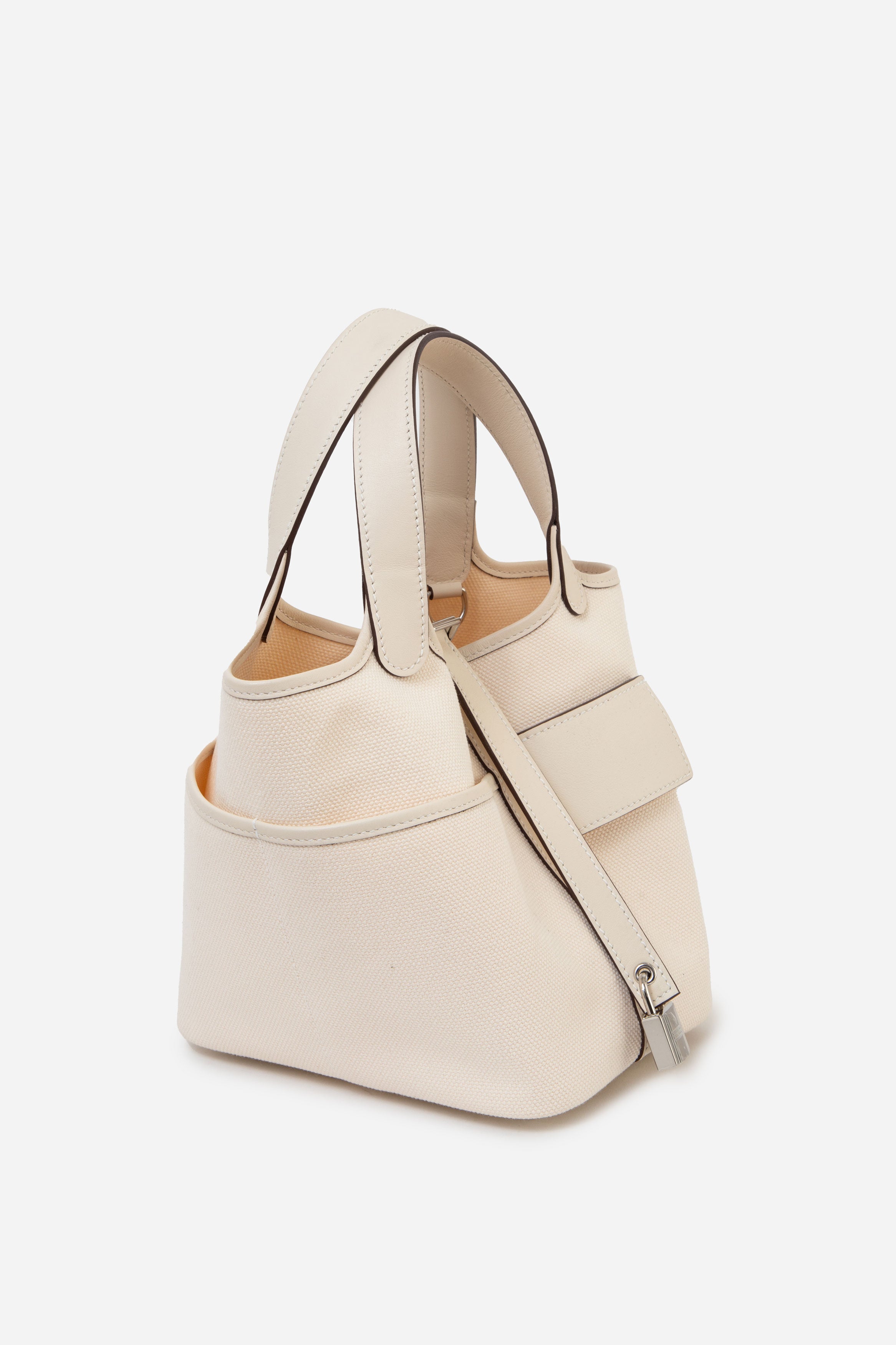 Hermes 2022 White Canvas PHW Picotin Cargo Lock 18