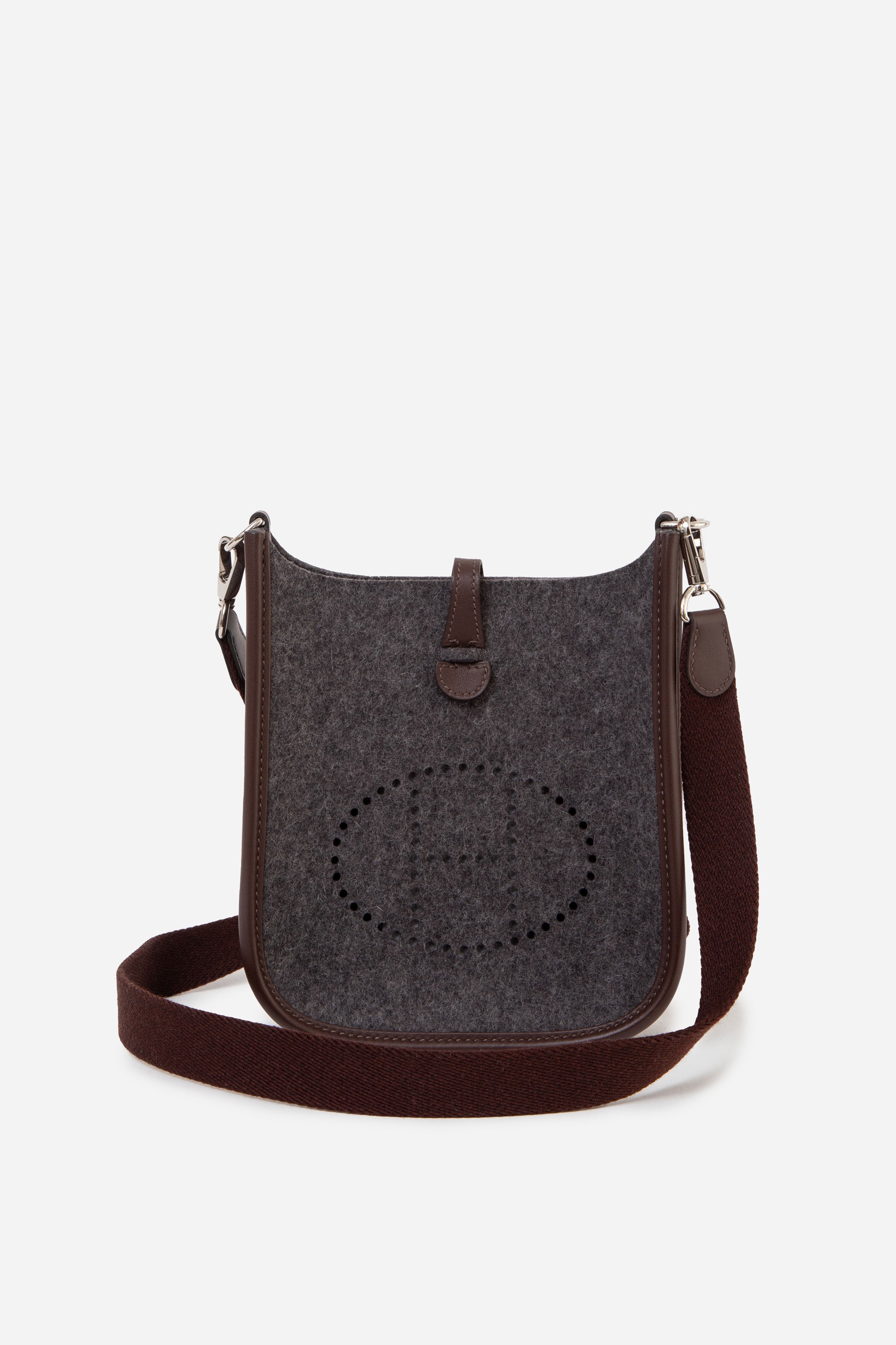 Hermes 2022 Grey Wool & Swift Leather Mini Evelyne