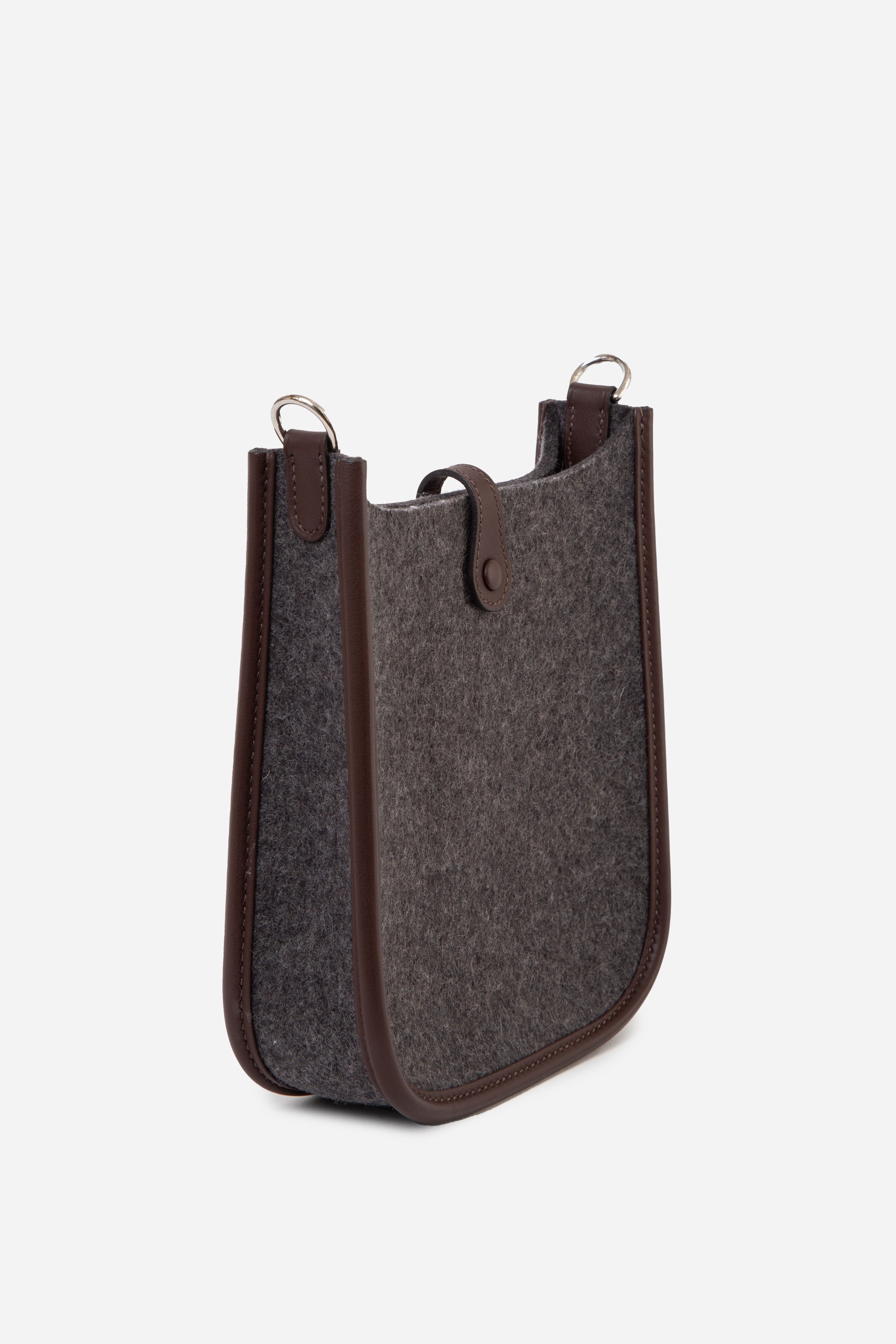 Hermes 2022 Grey Wool & Swift Leather Mini Evelyne