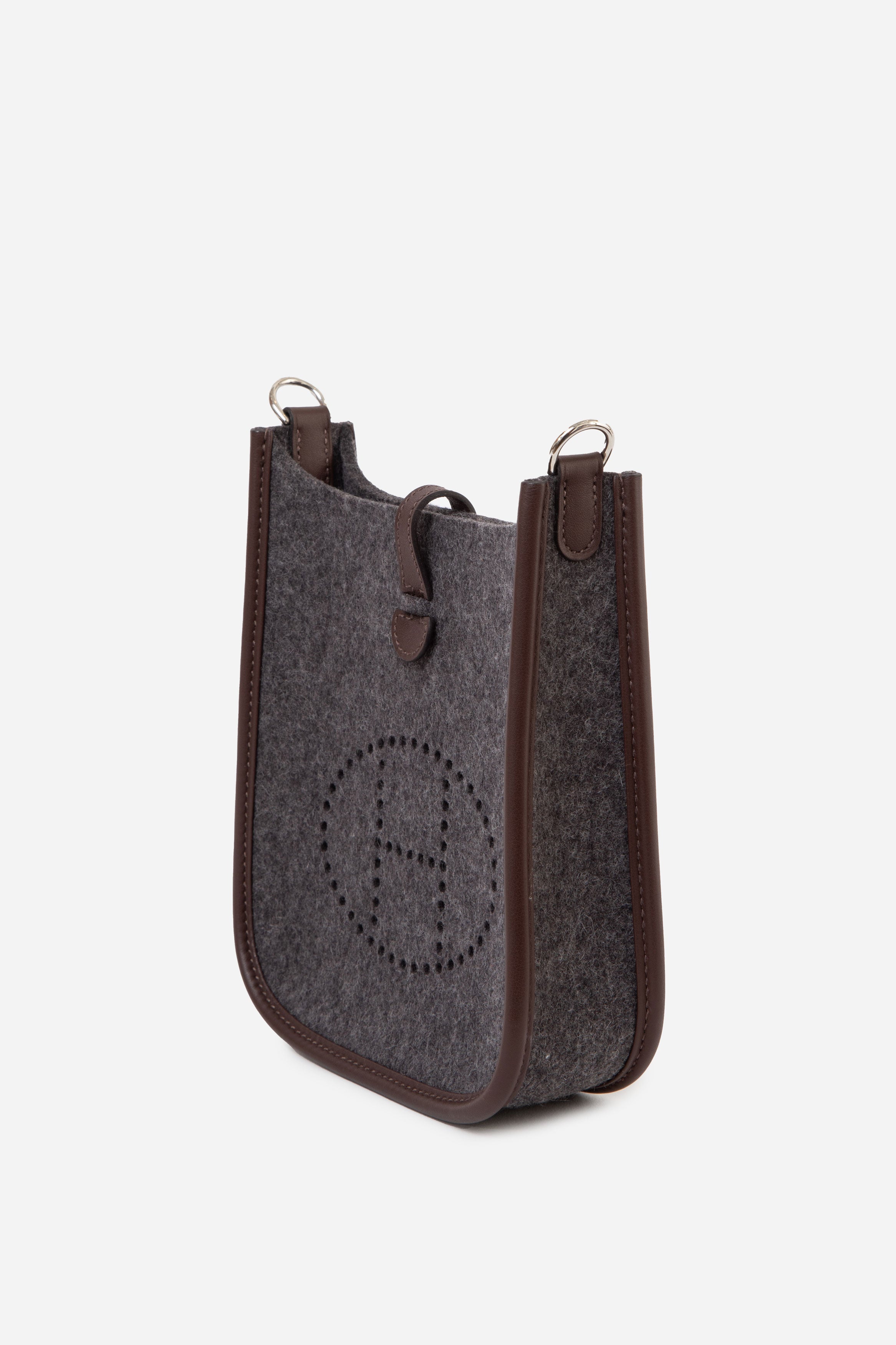 Hermes 2022 Grey Wool & Swift Leather Mini Evelyne