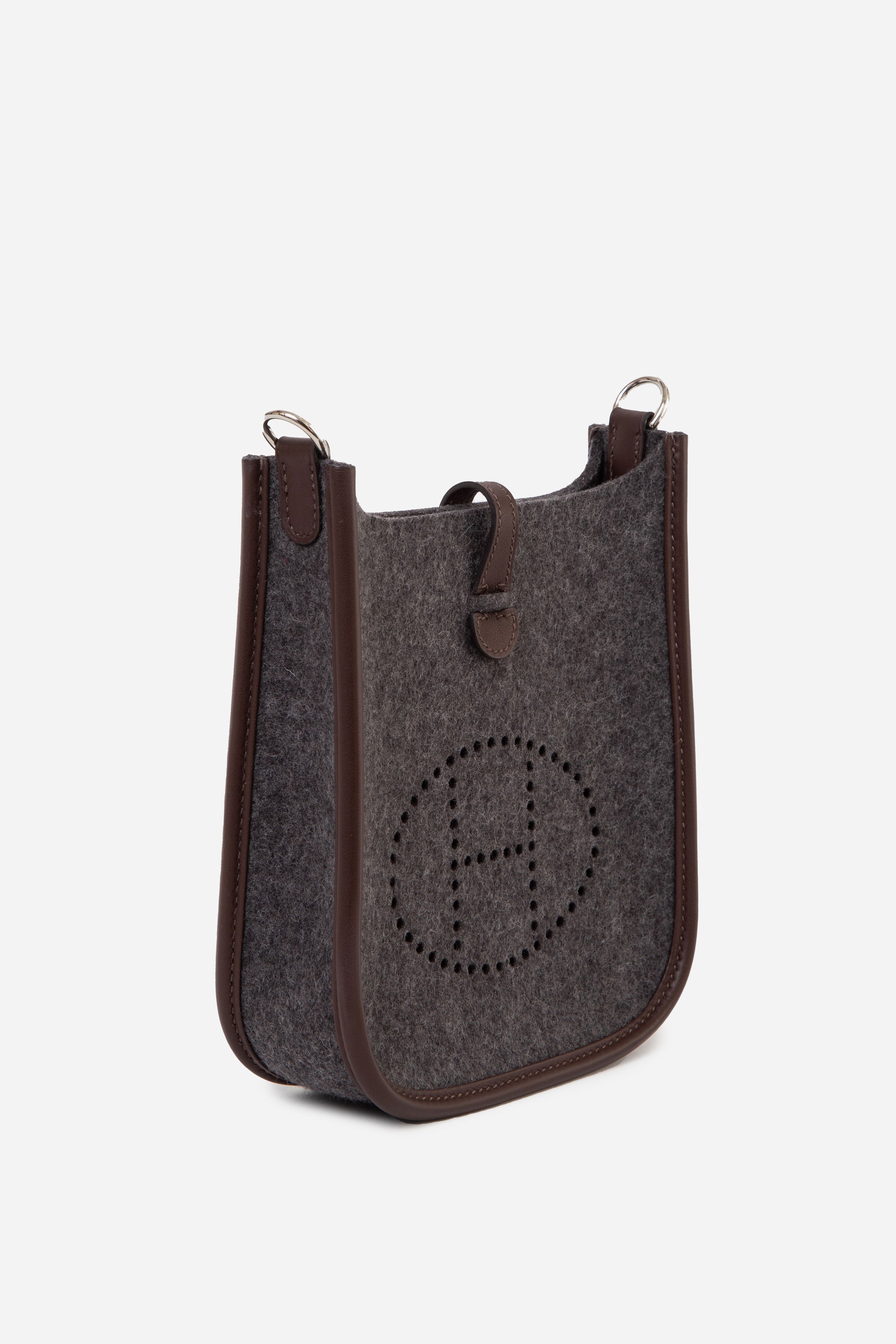 Hermes 2022 Grey Wool & Swift Leather Mini Evelyne