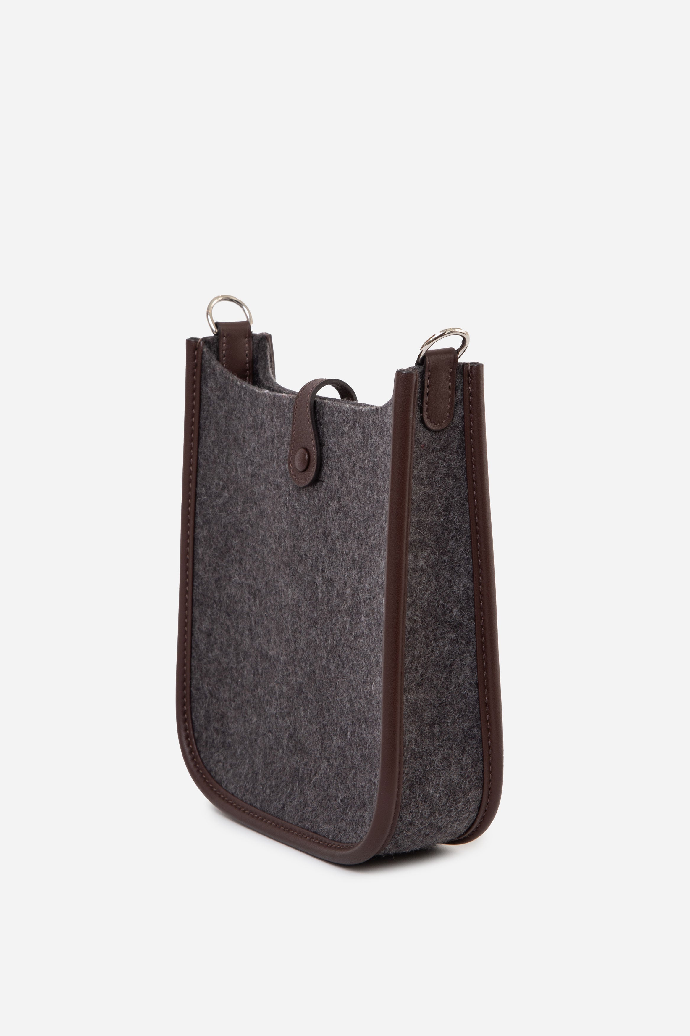 Hermes 2022 Grey Wool & Swift Leather Mini Evelyne