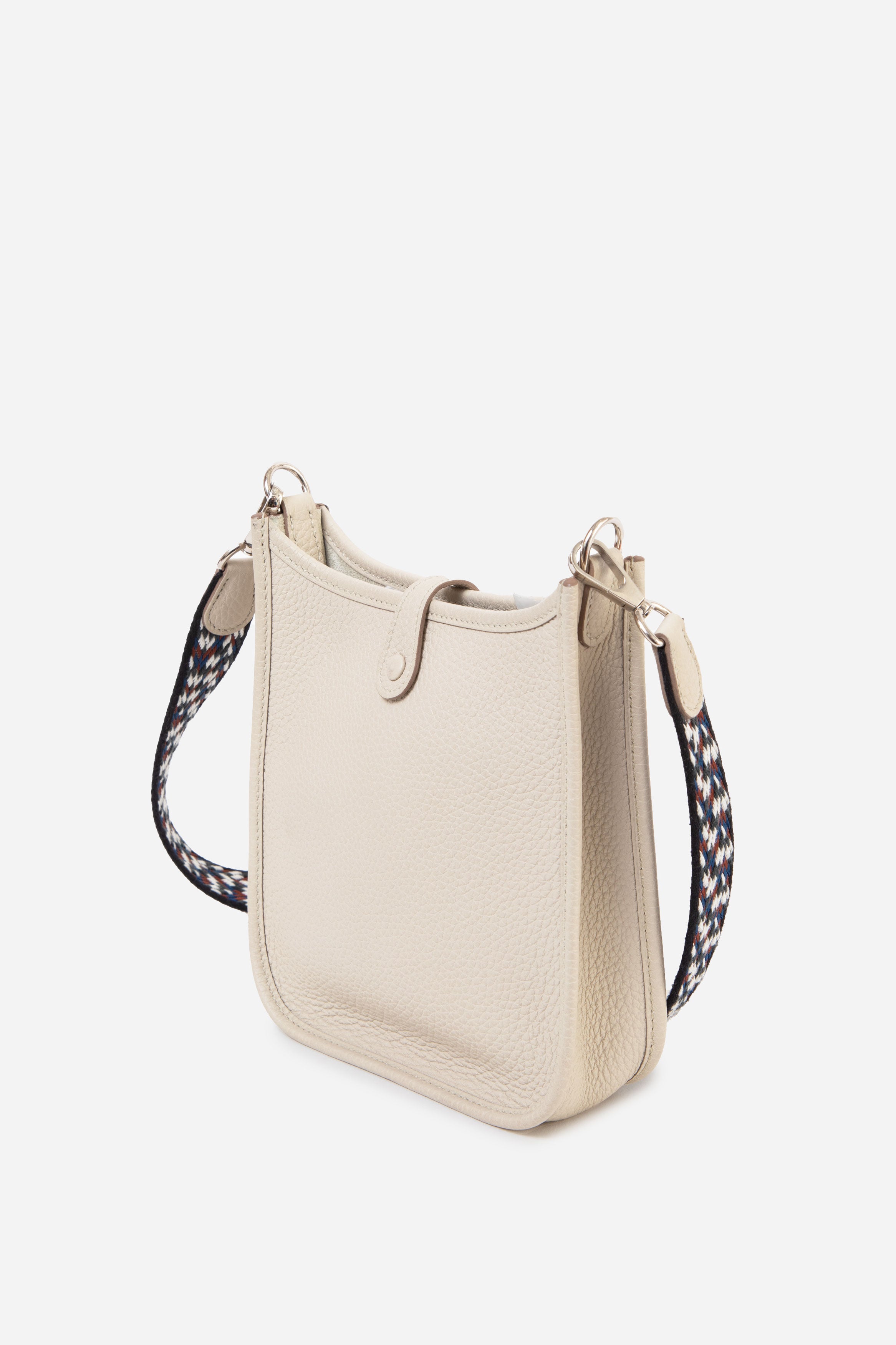 Hermes 2023 White Clemence Leather Mini Evelyne