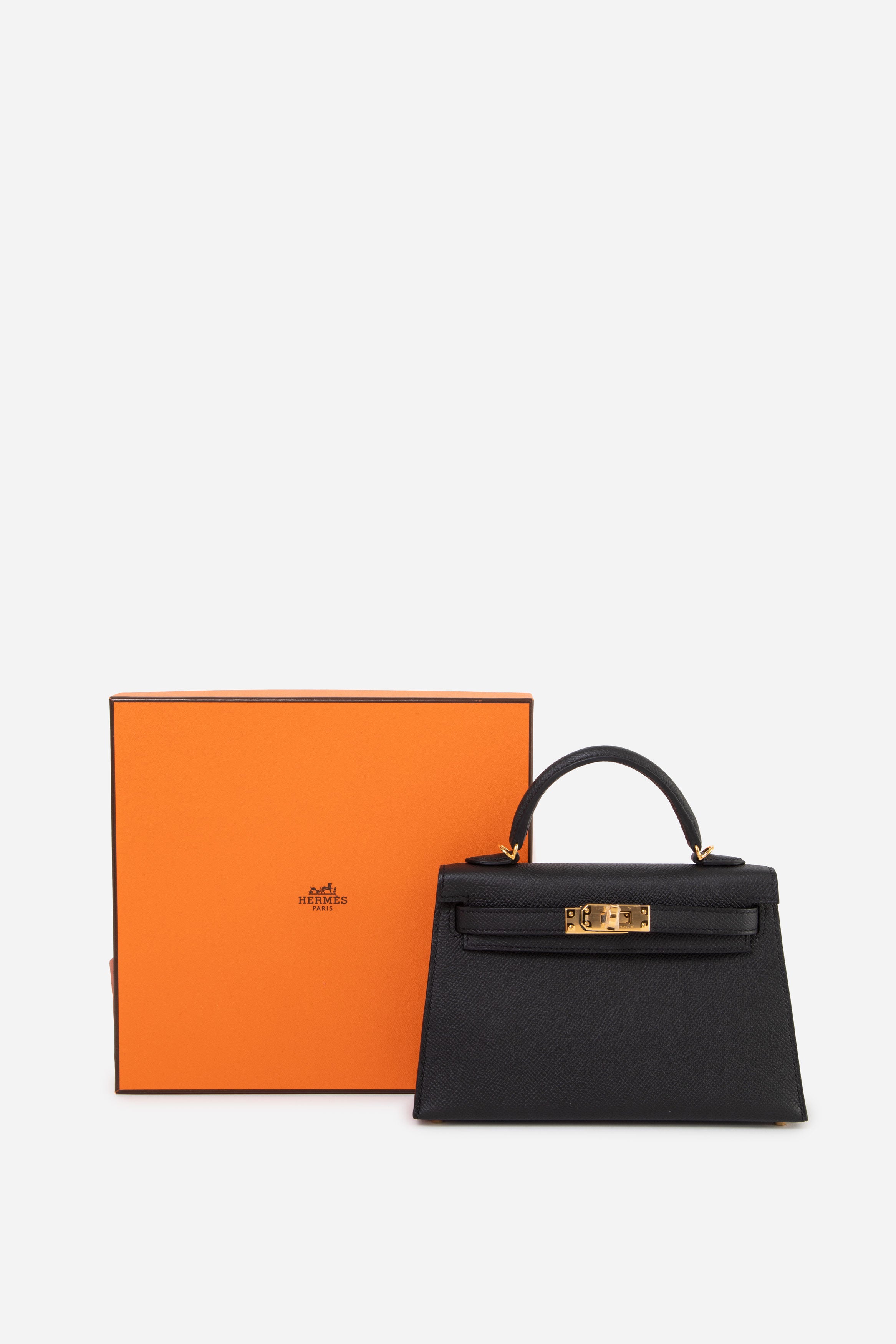 Hermes 2023 Black Epsom Leather GHW Mini Kelly