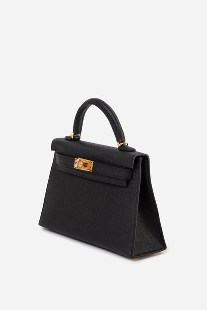 Hermes 2023 Black Epsom Leather GHW Mini Kelly